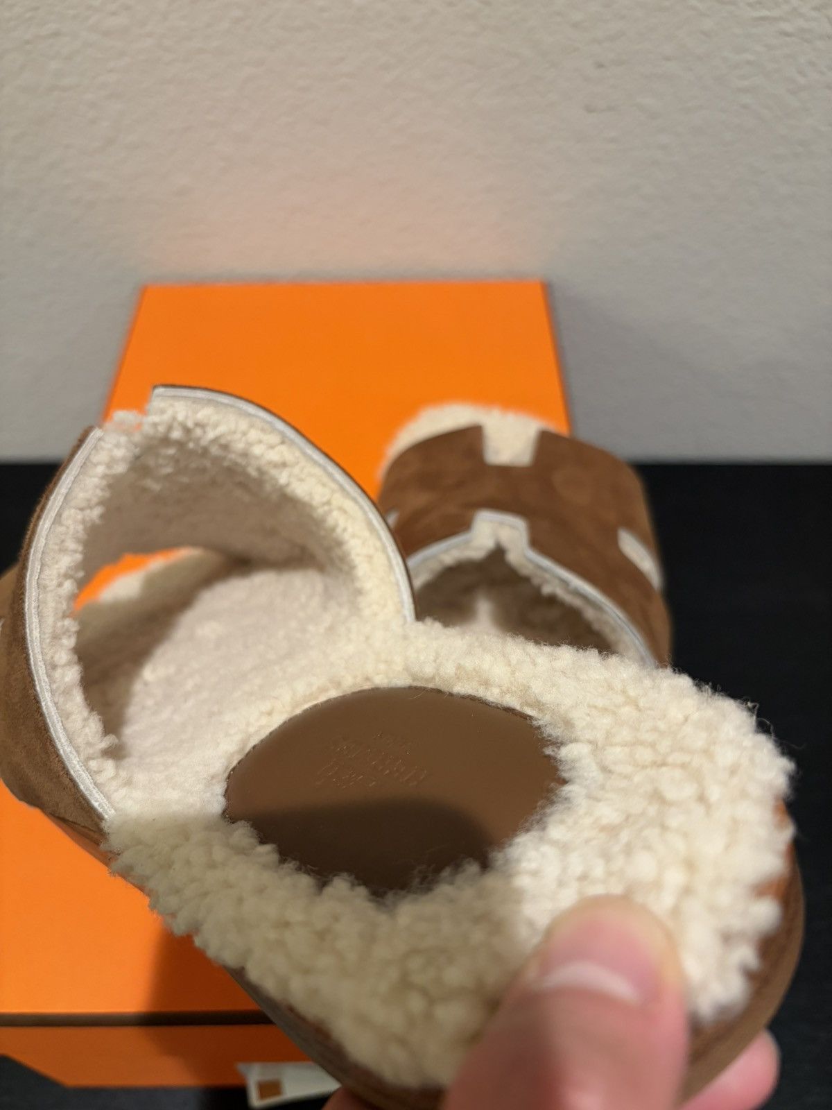 Hermes Izmir Brown Suede Shearling Sandals Size US 8.5 / EU 41-42 - 5 Thumbnail