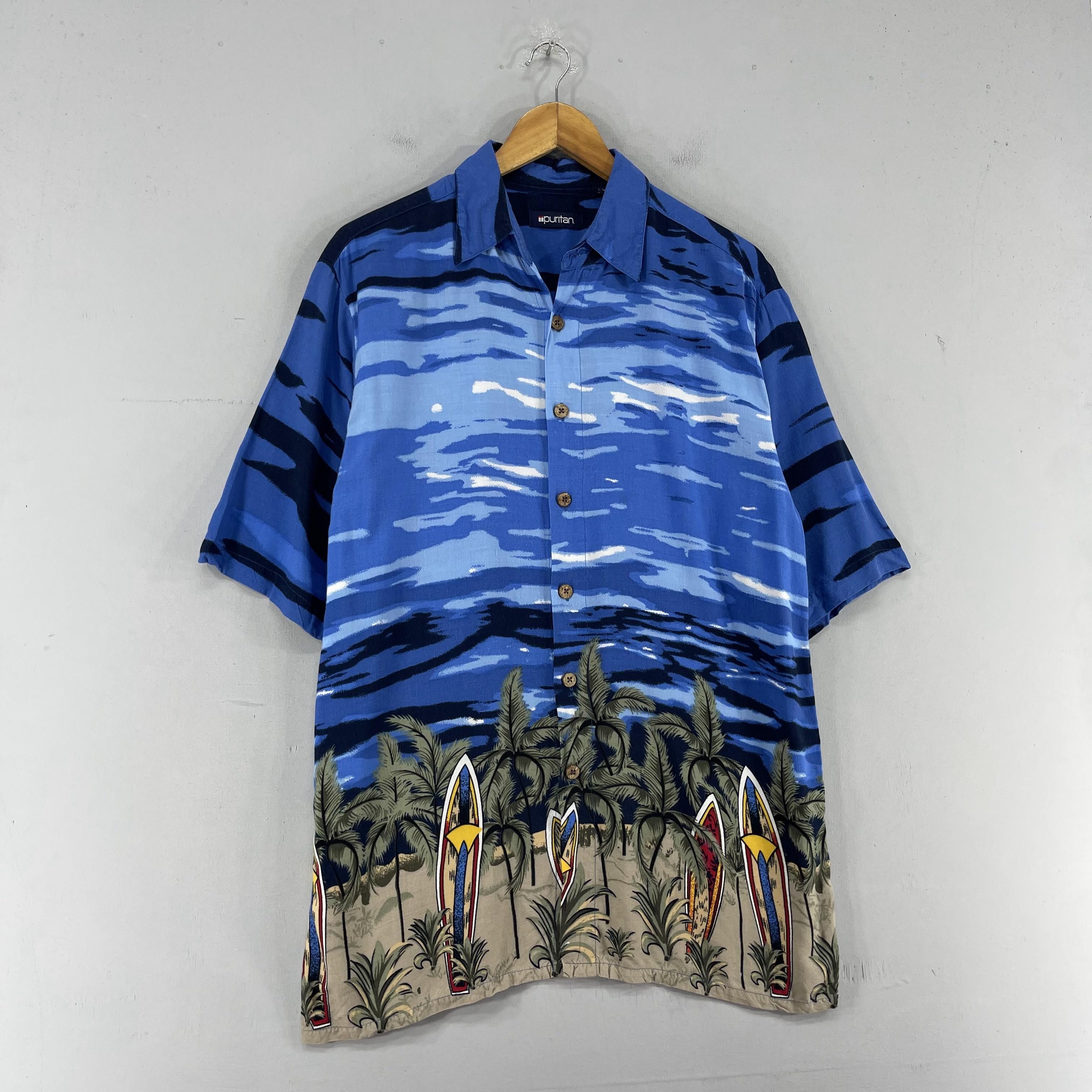 Japanese Brand × Vintage PURITAN Hawaiian Island Beach Surfing Motive Rayon Shirt Size US M / EU 48-50 / 2 - 3 Thumbnail