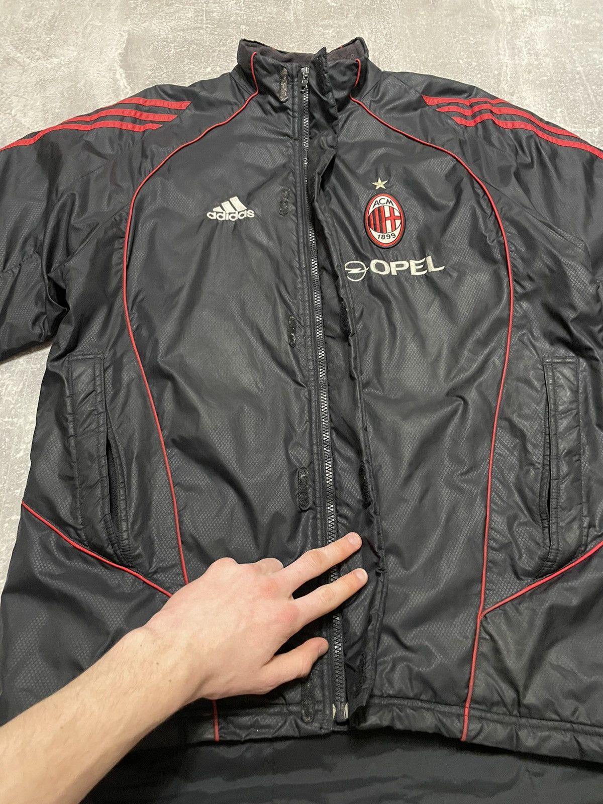 Adidas × Vintage Vintage Adidas AC Milan Soccer Jacket Parka Logo Opel Size US S / EU 44-46 / 1 - 11 Thumbnail