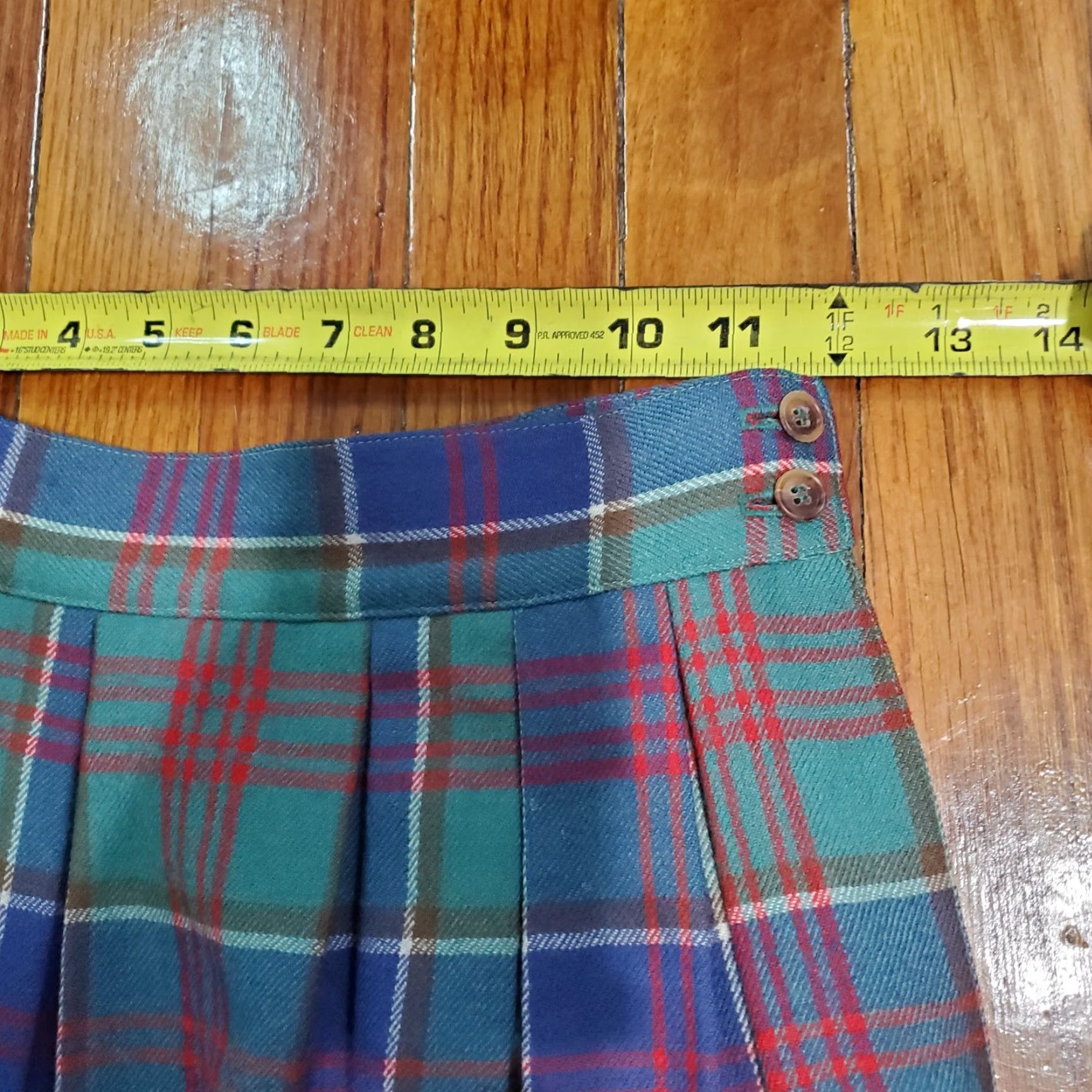Vintage VINTAGE J.G. Hook Green Blue Plaid Preppy Ducks A-Line Skirt Size 4 Women/Adult? Size 27" / US 4 / IT 40 - 5 Thumbnail