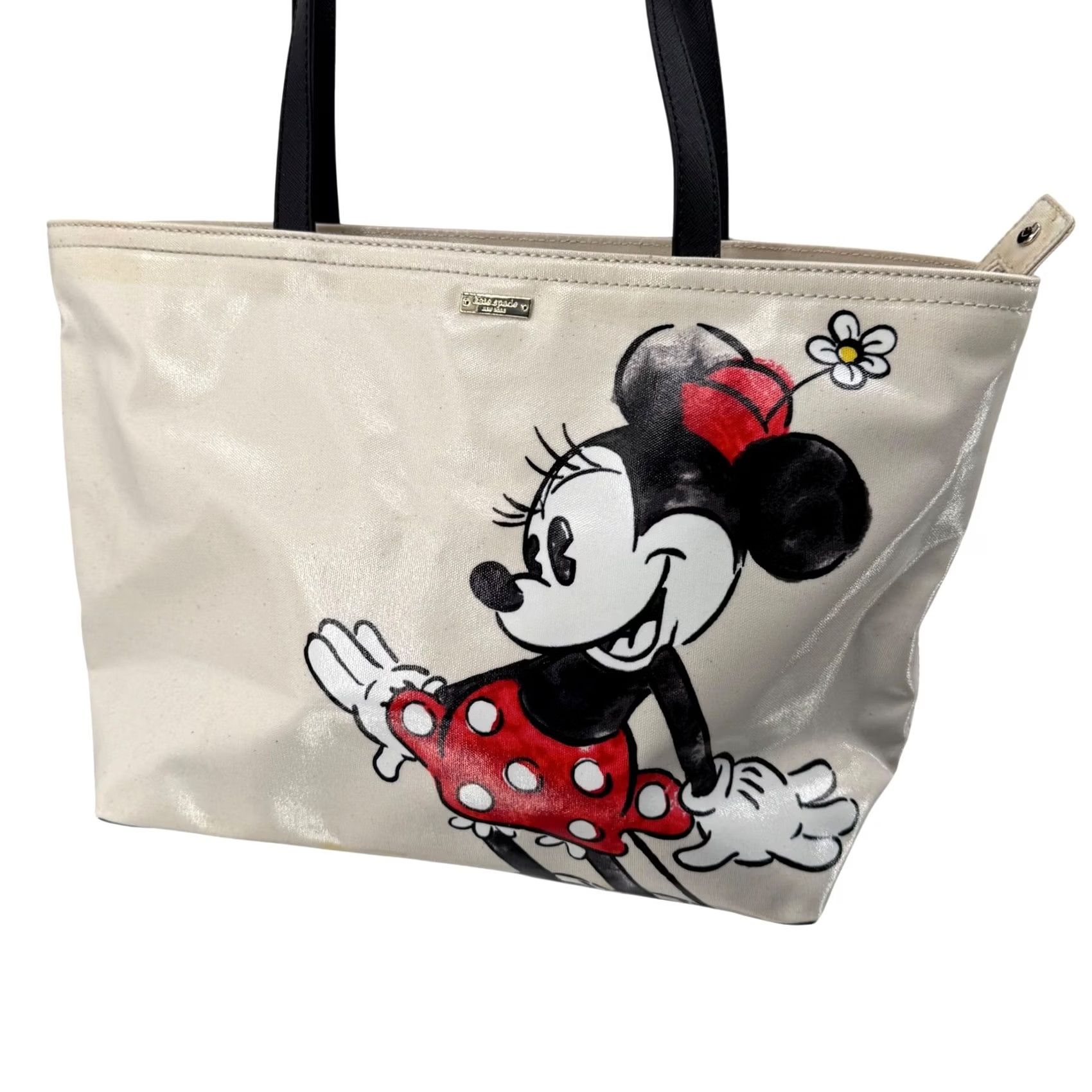 Vintage kate spade new york x Disney Minnie Mouse Tote Bag Cream Coated Canvas Black Straps Tote Womens Medium Pattern Solid Bag Accessories Size M / US 6-8 / IT 42-44 - 3 Thumbnail