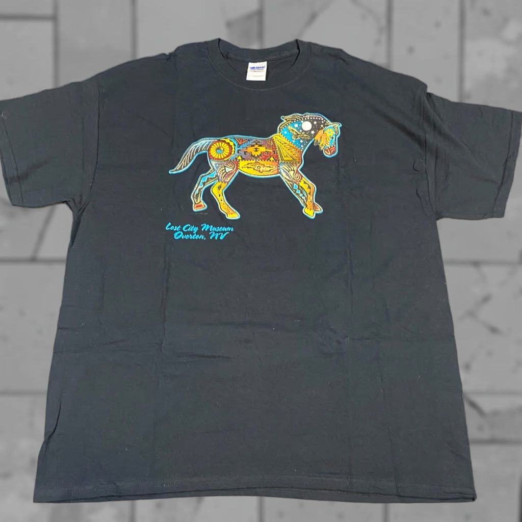 Vintage Lost City Museum T-shirt XL Black Overton NV Painted Ponies T-Shirt Mens Crew Neck Short Sleeve Double-Sided 90s Size US XL / EU 56 / 4 - 1 Thumbnail