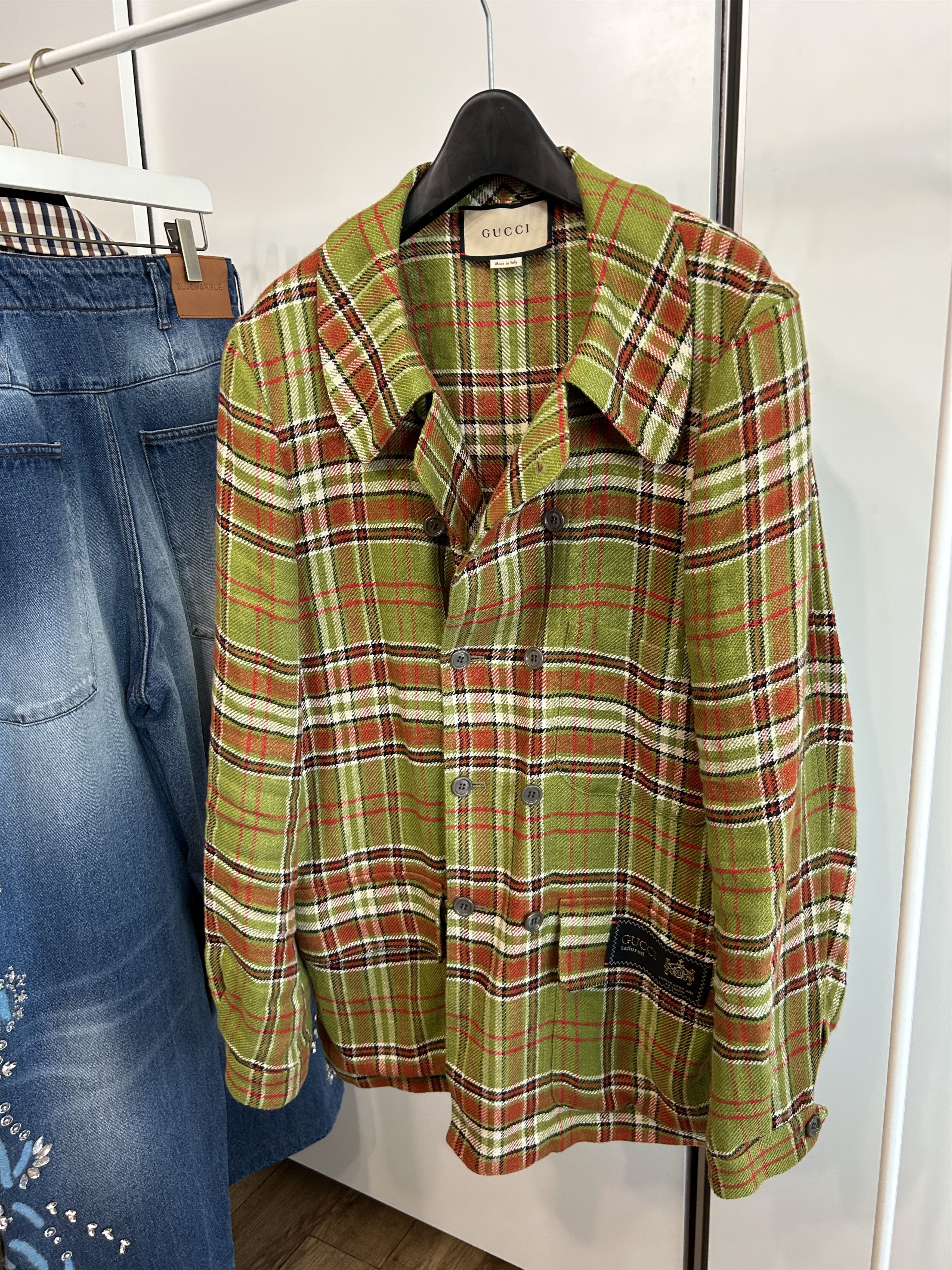 Gucci GUCCI Olive Tartan Double-Breasted Jacket Size US S / EU 44-46 / 1 - 8 Thumbnail