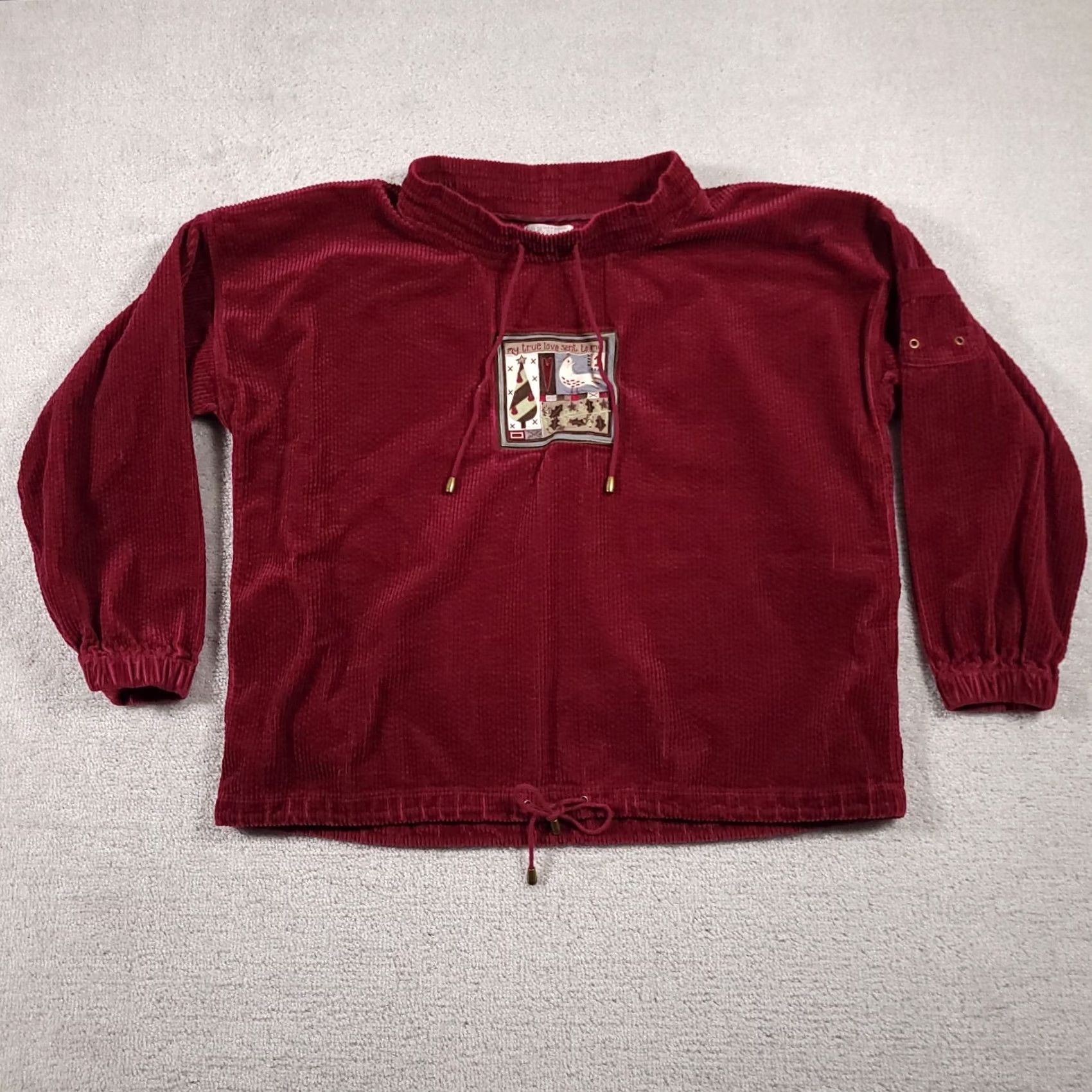 Vintage VINTAGE Christopher & Banks Corduroy Jacket SweatER Women M Christmas Red Embroidered Basic Jacket 90s Womens Size M / US 6-8 / IT 42-44 - 2 Thumbnail