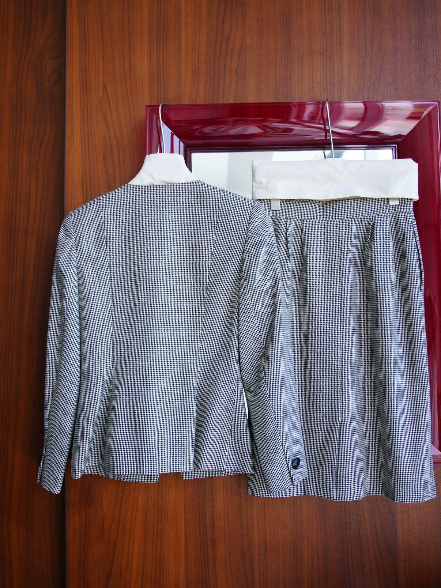 Yves Saint Laurent YSL Vintage Houndstooth Wool-Cotton Suit Skirt 36(S/M) Japan Size XS / US 0-2 / IT 36-38 - 3 Thumbnail
