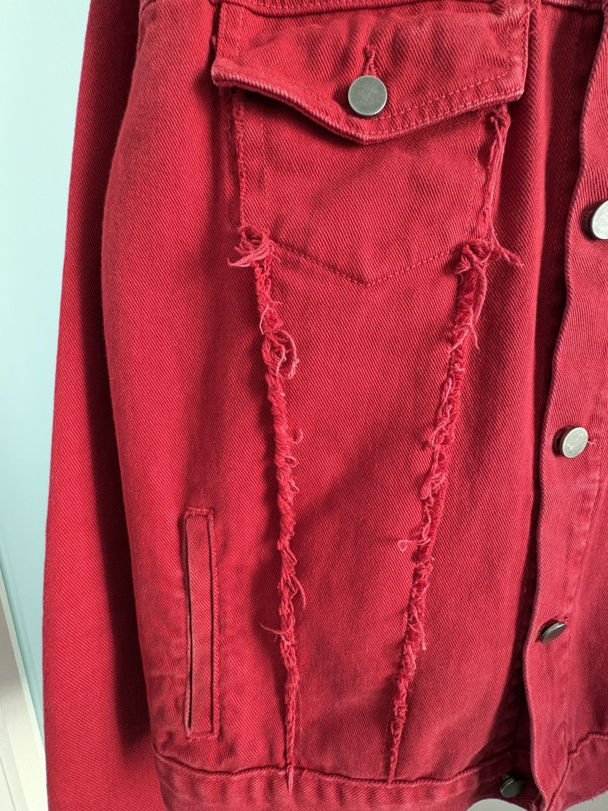 424 424 Red Denim Marshall Trucker Jacket Size US XXL / EU 58 / 5 - 5 Thumbnail