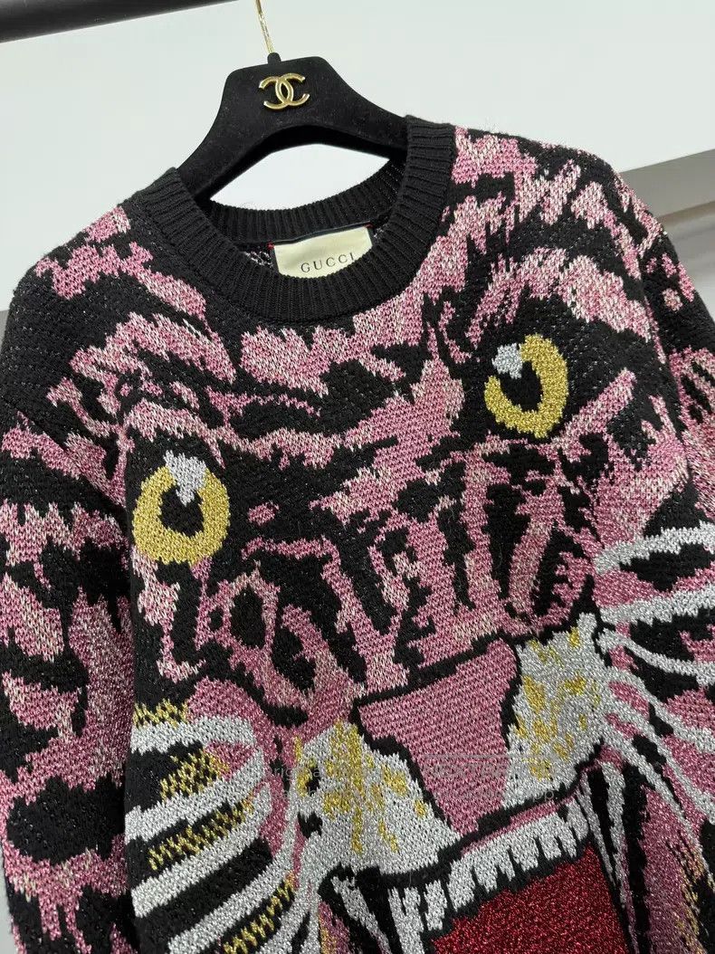 Gucci Gucci Pink tiger head sweater Size US S / EU 44-46 / 1 - 2 Thumbnail