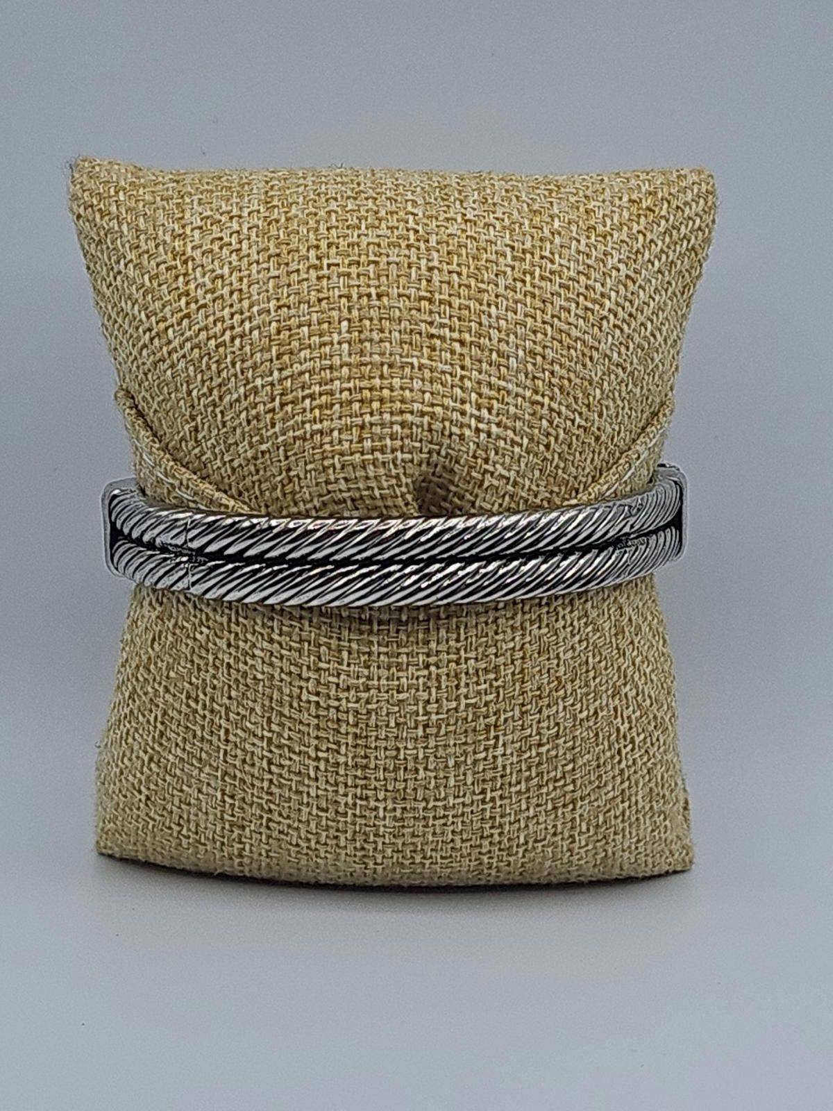 The Unbranded Brand Large Faceted Stone, Silvertone, Clamp Bangle 6.75" Size ONE SIZE - 5 Thumbnail