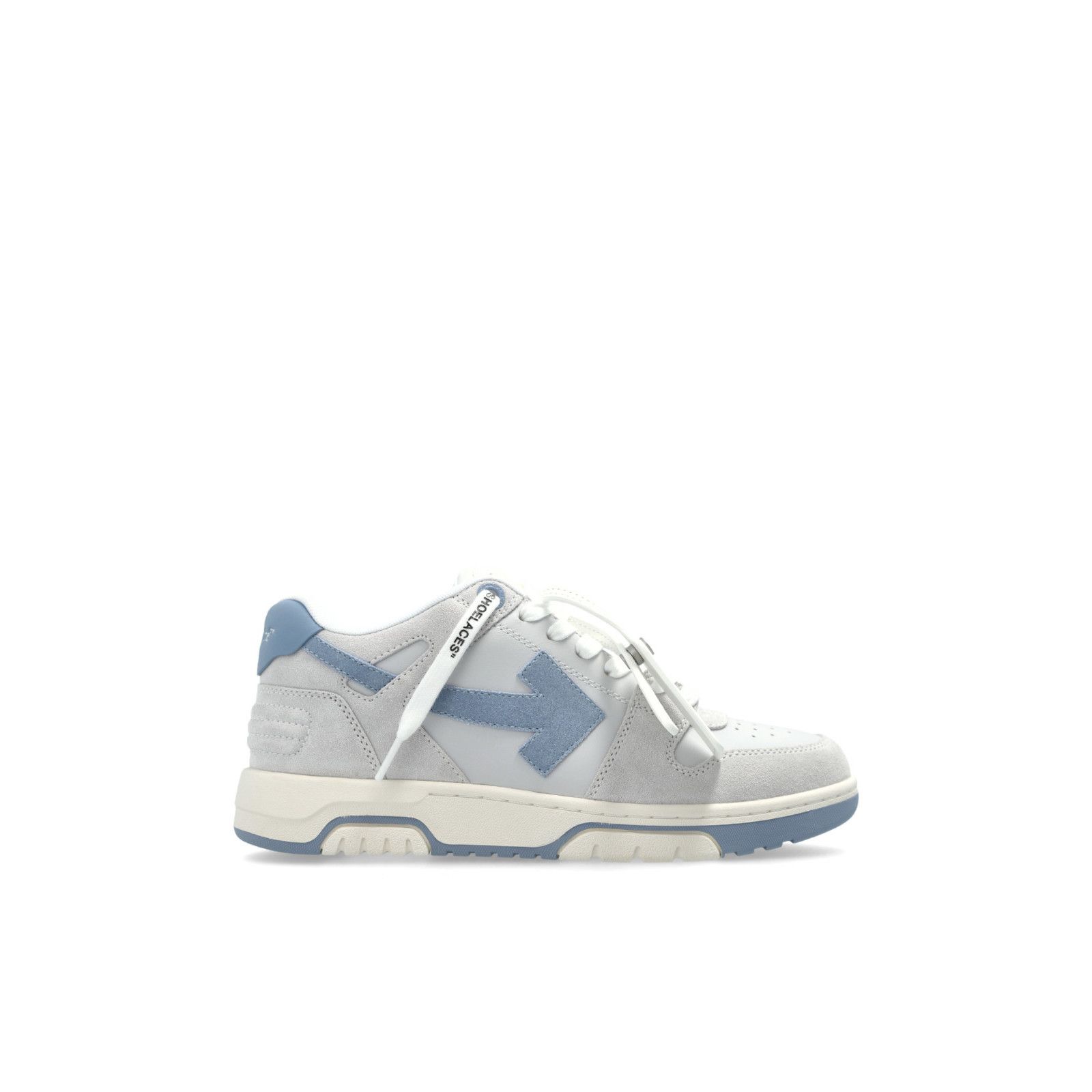 OFF-WHITE Out Of Office Gray Blue Suede Sneakers New & Authe