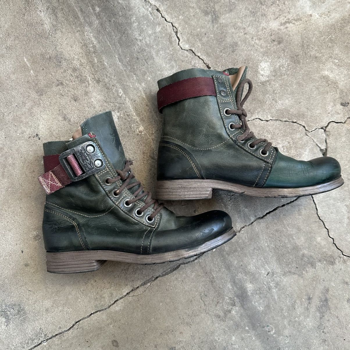 A.S.98 Vintage Fly London Straped Avant Garde Leather High Boots Size US 8 / IT 38 - 9 Thumbnail