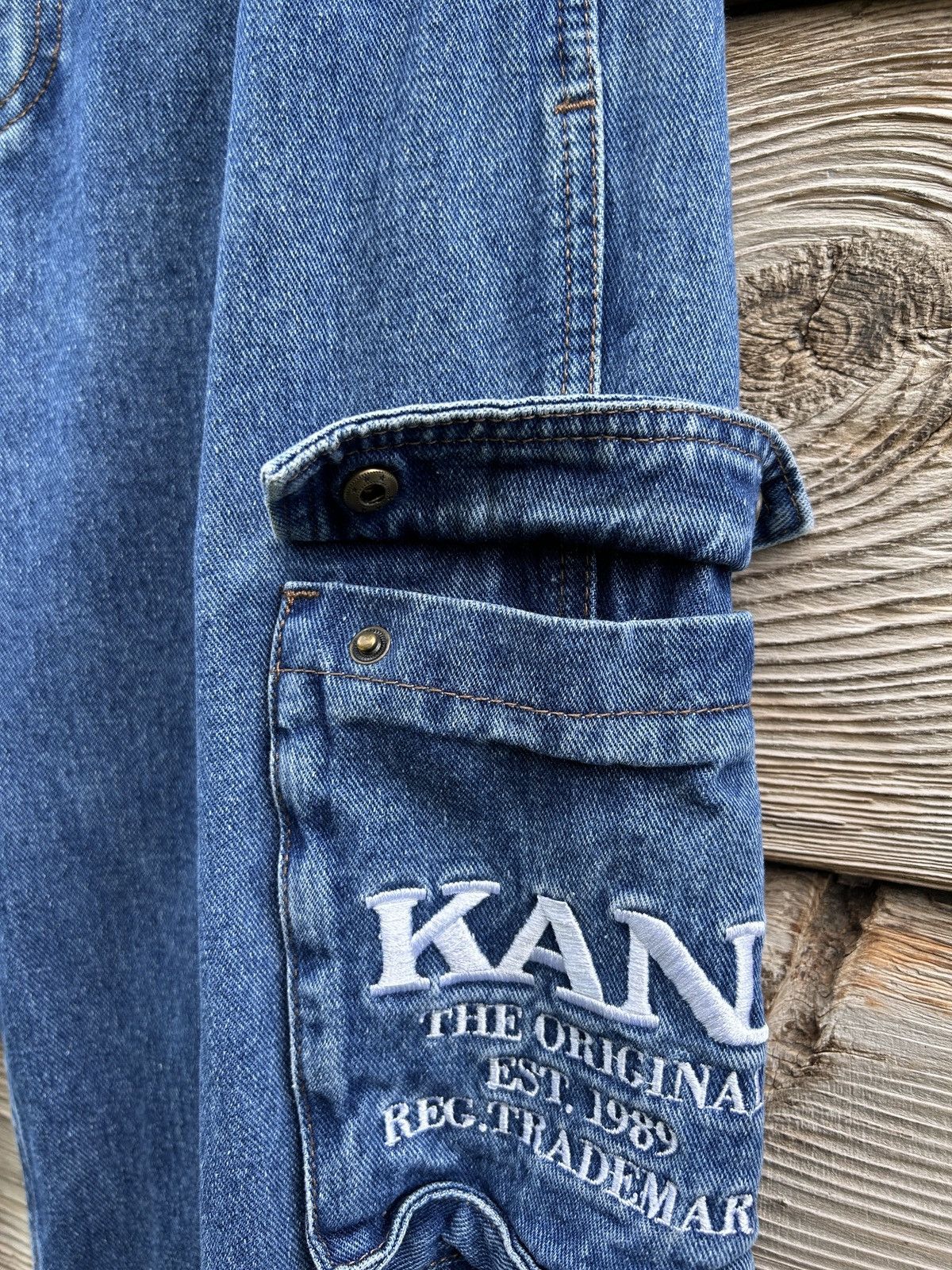 Karl Kani Vintage Karl Kani Embroidery Denim Rap Cargo Pants Jeans Size US 32 / EU 48 - 6 Thumbnail
