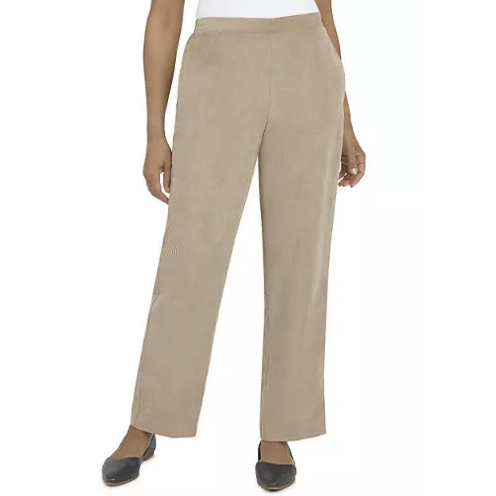 Other Alfred Dunner Beige Elastic Waist Faux Suede Pants Size 18 Size 40" / US 18 - 1 Thumbnail