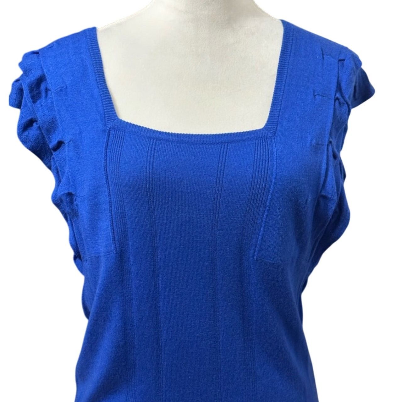 Other Attention Ruffled Sleeve Sweater Square Neck Blue Women's L Size L / US 10 / IT 46 - 2 Thumbnail