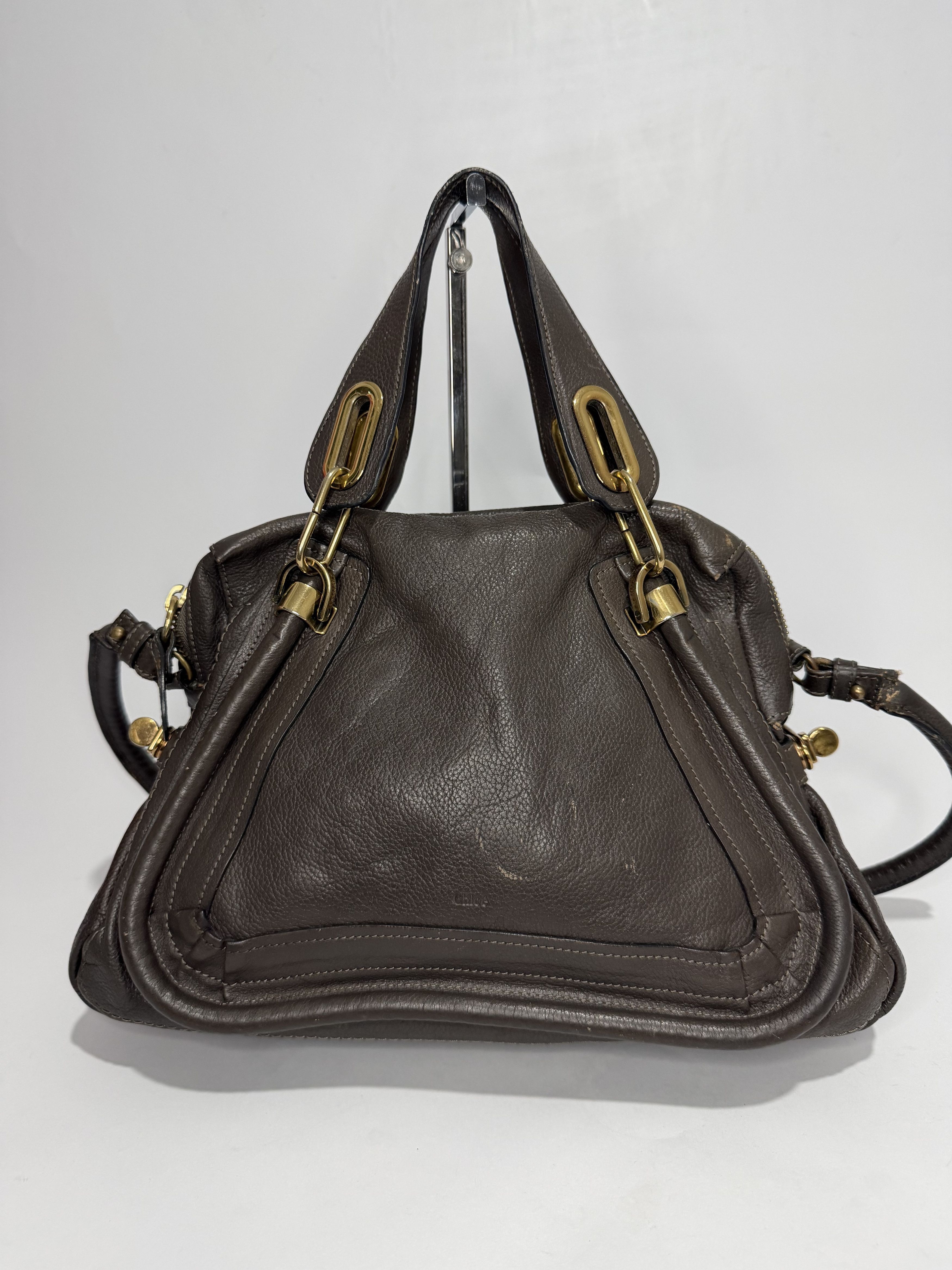 Chloe Chloe Grey Leather Medium Paraty Shoulder Bag Size ONE SIZE - 1 Thumbnail