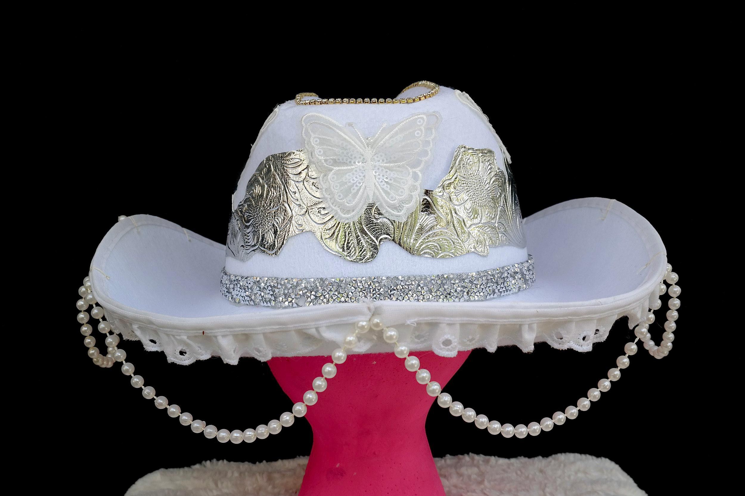Handmade Pearl Bride Cowgirl Hat Size ONE SIZE - 10 Thumbnail