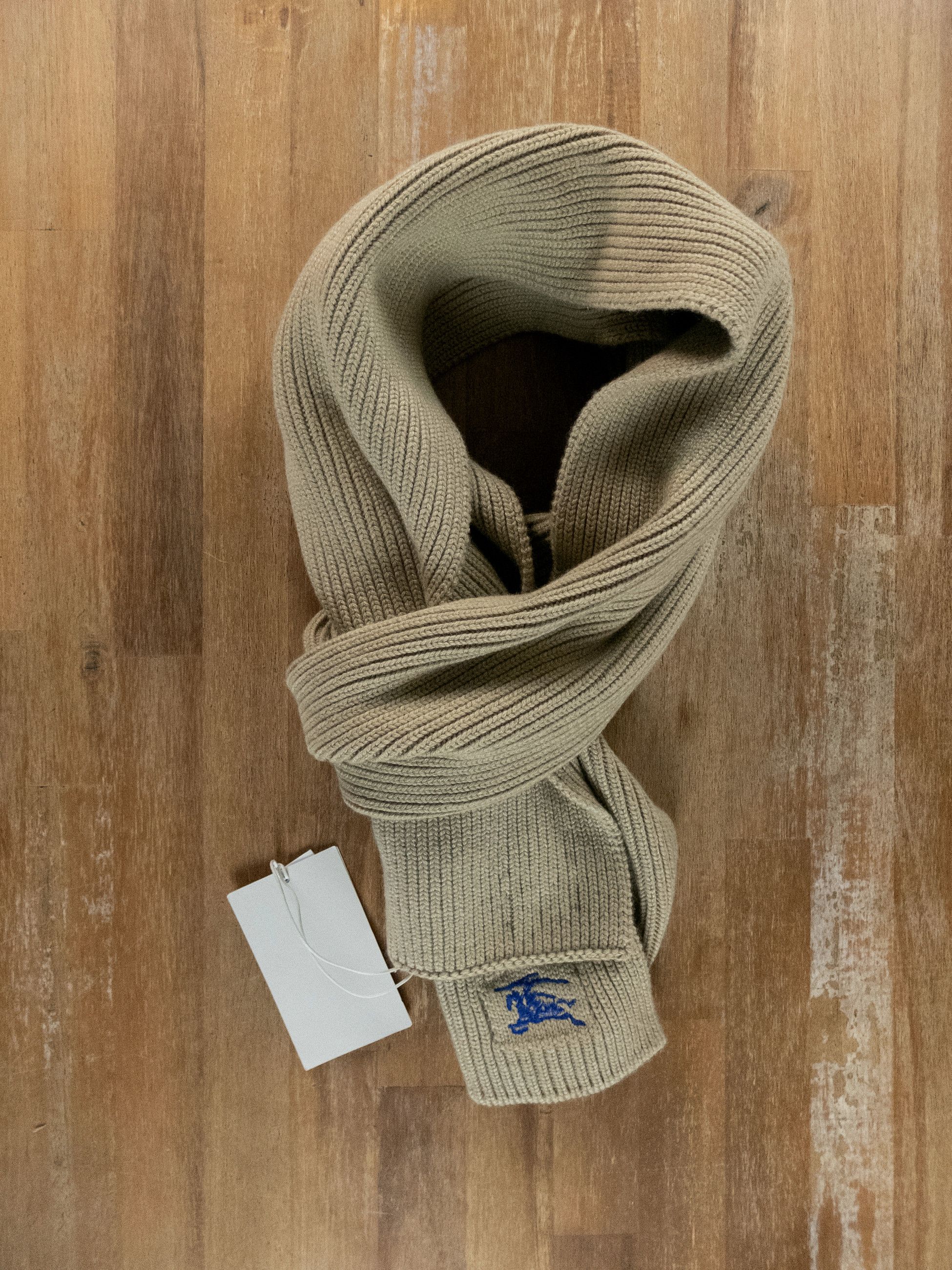 Burberry BURBERRY hunter beige knight logo embroidered cashmere scarf Size ONE SIZE - 9 Thumbnail