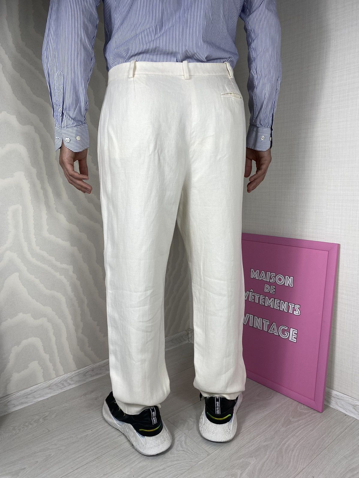 Hermes × Maison Margiela × Vintage Hermes Paris by Margiela Unisex Pants Straight 90s Linen Size US 34 / EU 50 - 3 Thumbnail