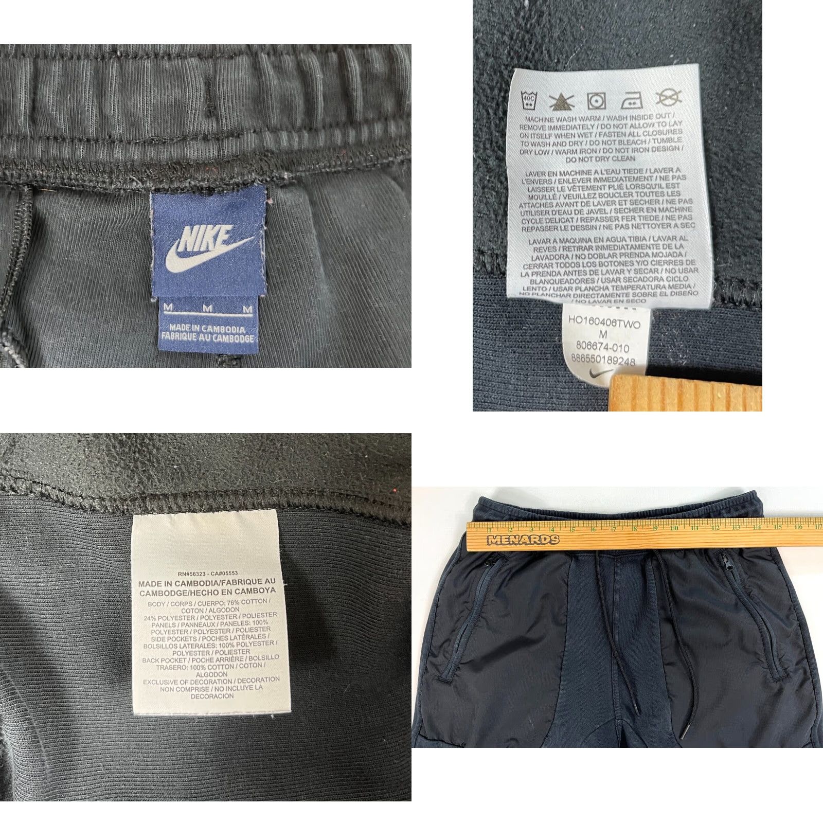 Nike Nike Sweatpants Men’s Athletic PANTS Black 27 in Inseam Size M Pockets Zipped 806674-010 Size US 31 - 8 Thumbnail