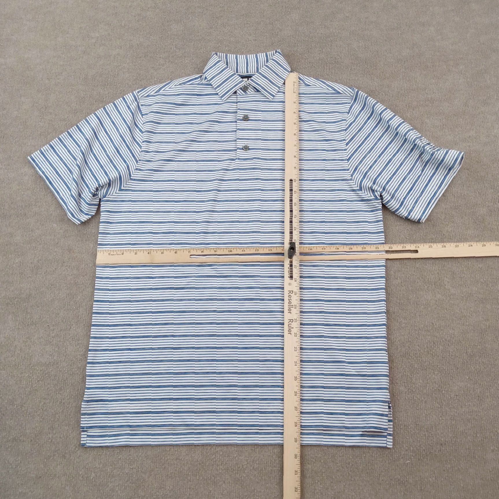 Footjoy FootJoy Men's Medium Blue White Striped Short Sleeve Golf Polo Shirt Size US M / EU 48-50 / 2 - 2 Thumbnail
