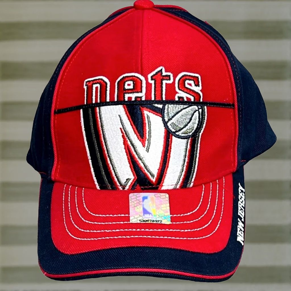 Reebok NWT Vintage Reebok New Jersey Nets Hat Cap - Blue Print - 90s NBA Basketball Size US M / EU 48-50 / 2 - 1 Thumbnail
