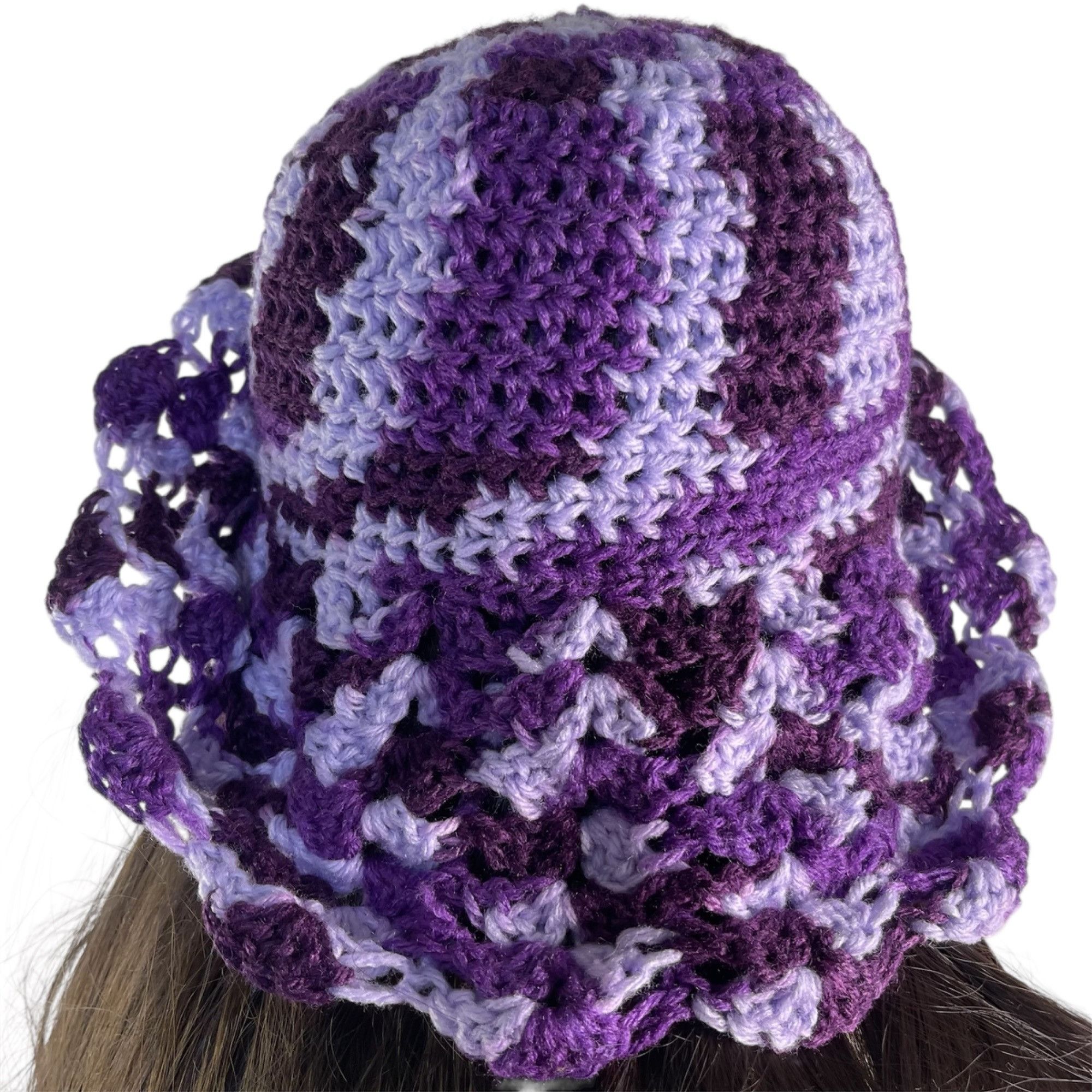 Handmade Crochet Bucket Hat Retro Cloche Style Purple Shsdes Handmade Size ONE SIZE - 4 Thumbnail
