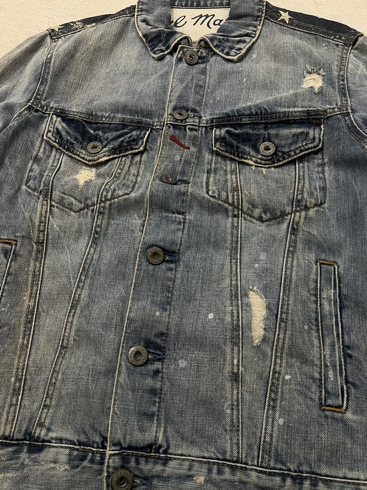 Helmut Lang 2000s Japanese America Flag Distressed Trucker y2k Lgb Ifsix Size US M / EU 48-50 / 2 - 4 Thumbnail