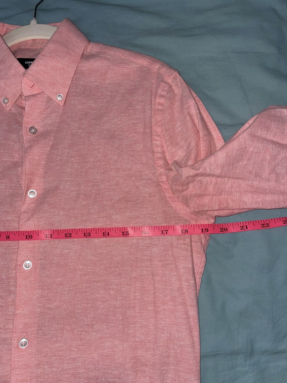 Express Express Slim Fit Linen-Cotton Button-Up Shirt - XS, Pink Size US XS / EU 42 / 0 - 5 Thumbnail