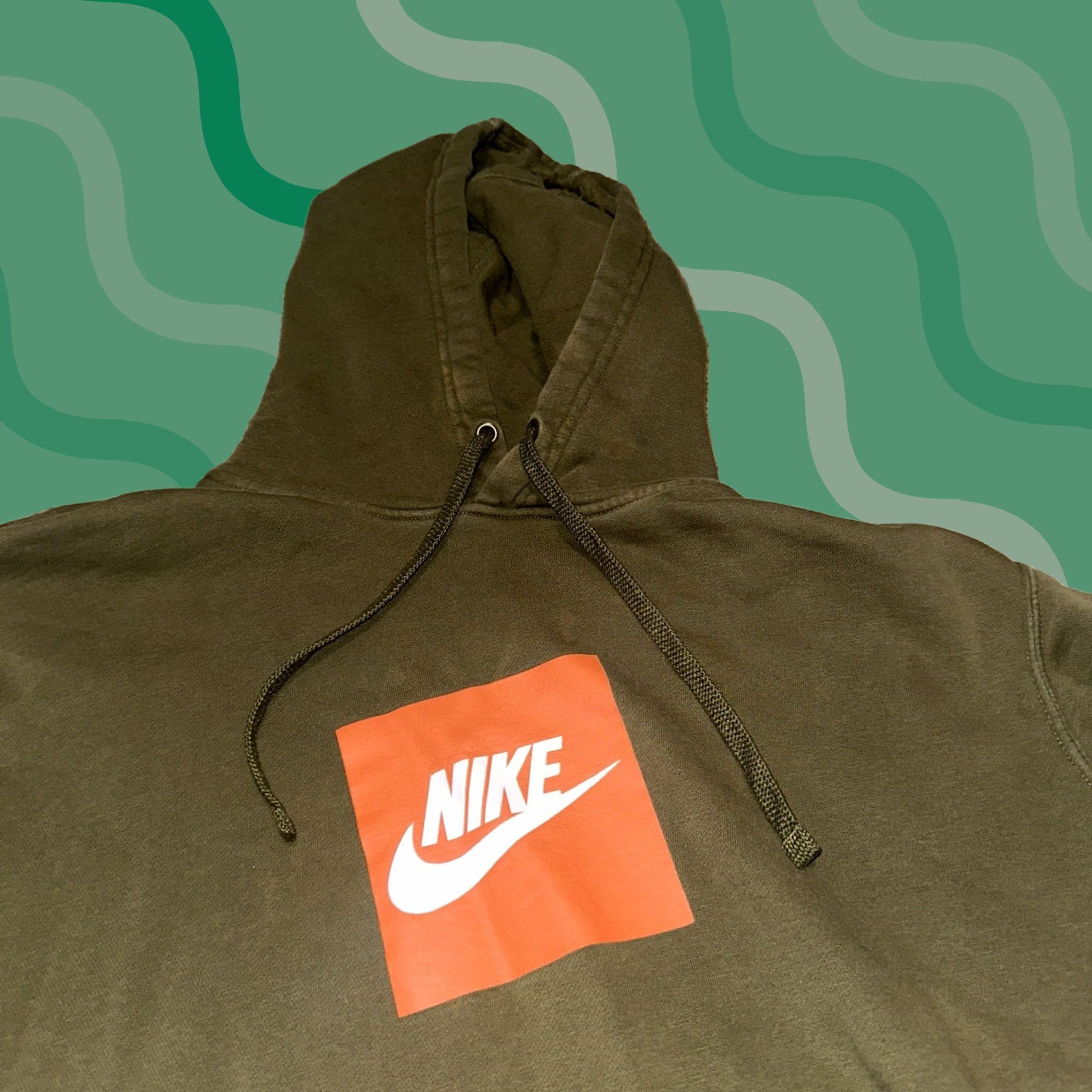 Nike Nike Hoodie Mens XL Pullover JDI Swoosh Box Logo Olive Green Logo All Seasons Hooded Pockets Sportswear Sweatshirt Size XL Mens Size US XL / EU 56 / 4 - 1 Thumbnail