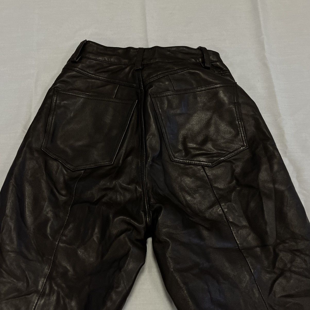 REMAIN Birger Christensen Remain brown leather straight leg pants trousers Size 27" / US 4 / IT 40 - 8 Thumbnail