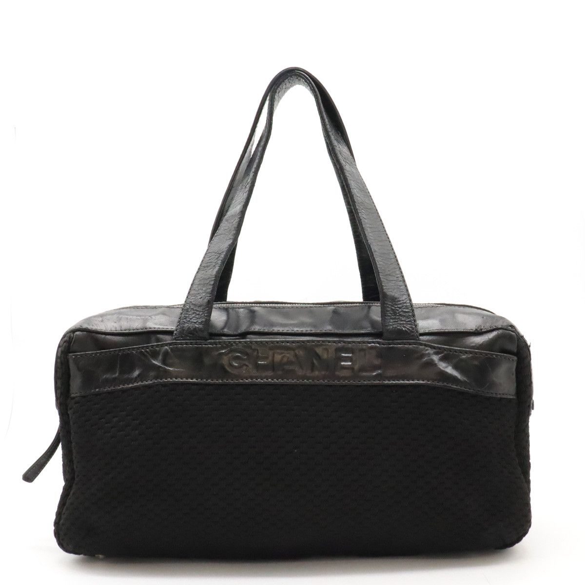 Chanel Chanel Chanel Knit/Leather Logo Tote Bag Canvas Tote Bag in Good Condition Size ONE SIZE - 1 Thumbnail
