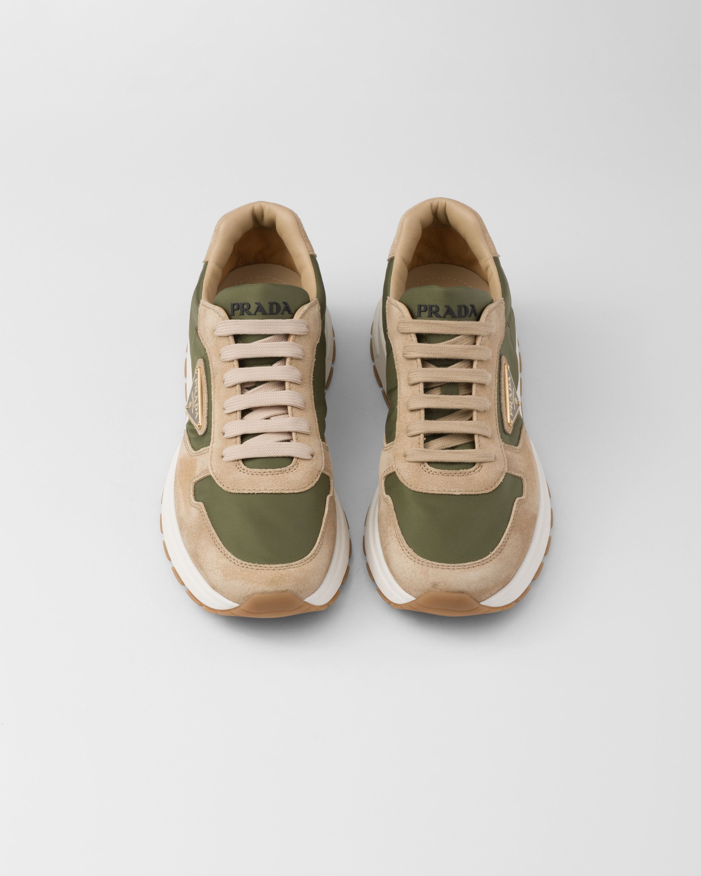 Prada o1mt1gz0325 Suede And Re-Nylon Sneakers in Green/Beige Size US 8.5 / EU 41-42 - 4 Thumbnail