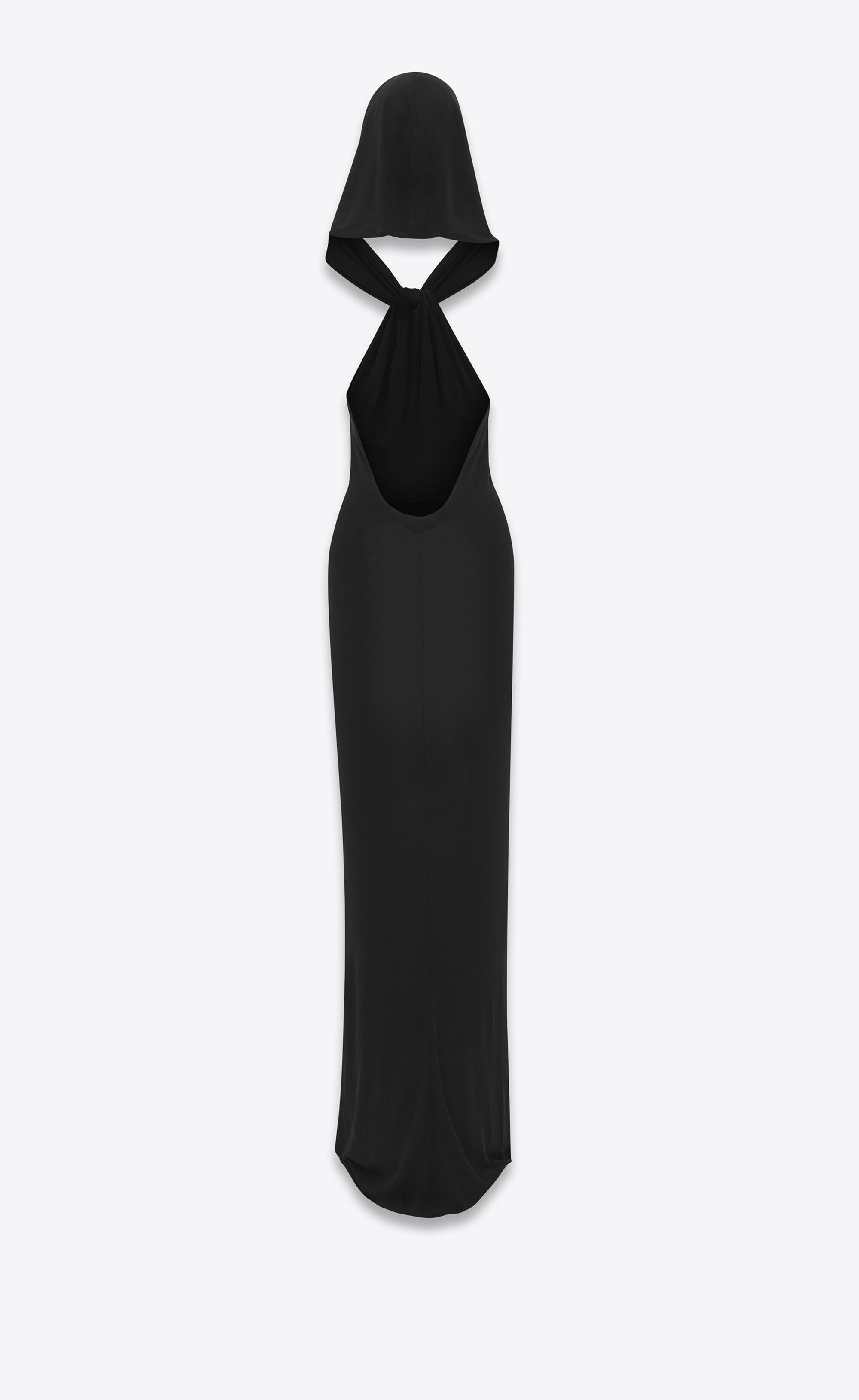 Saint Laurent Paris o1s1wg110225 741650 Hooded Dress in Crepe Jersey in Black Size XS / US 0-2 / IT 36-38 - 3 Thumbnail