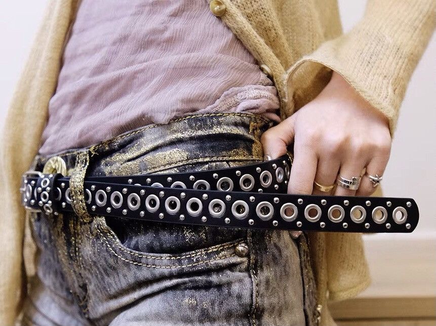 Japanese Brand × Vintage Retro y2k punk faux leather eyelet rivets studded belt Size ONE SIZE - 3 Thumbnail
