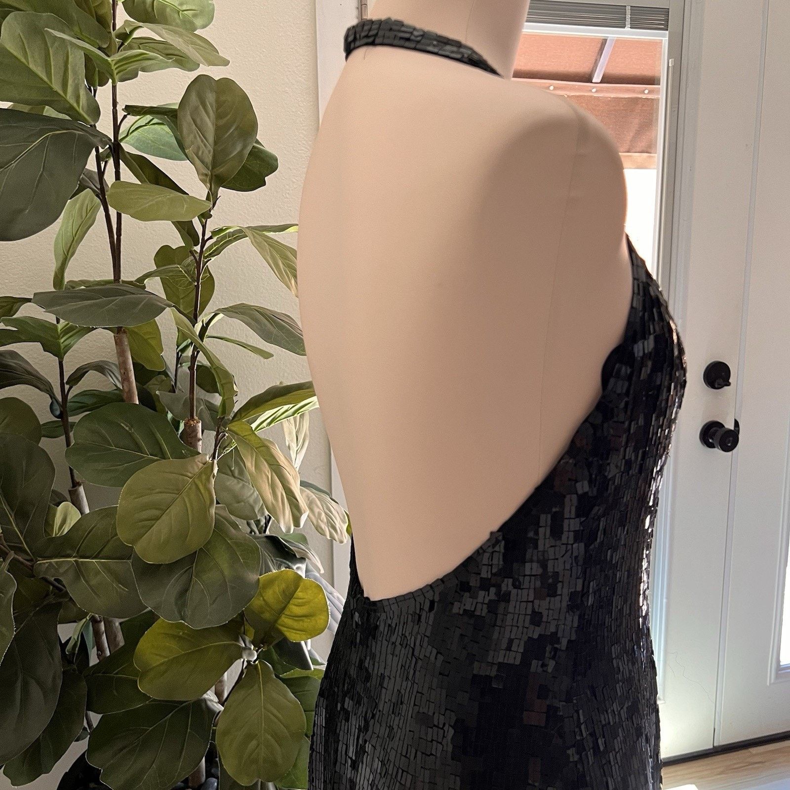 Other Vintage Basix II Silk Sequin Halter Evening Backless Dress Size M / US 6-8 / IT 42-44 - 4 Thumbnail