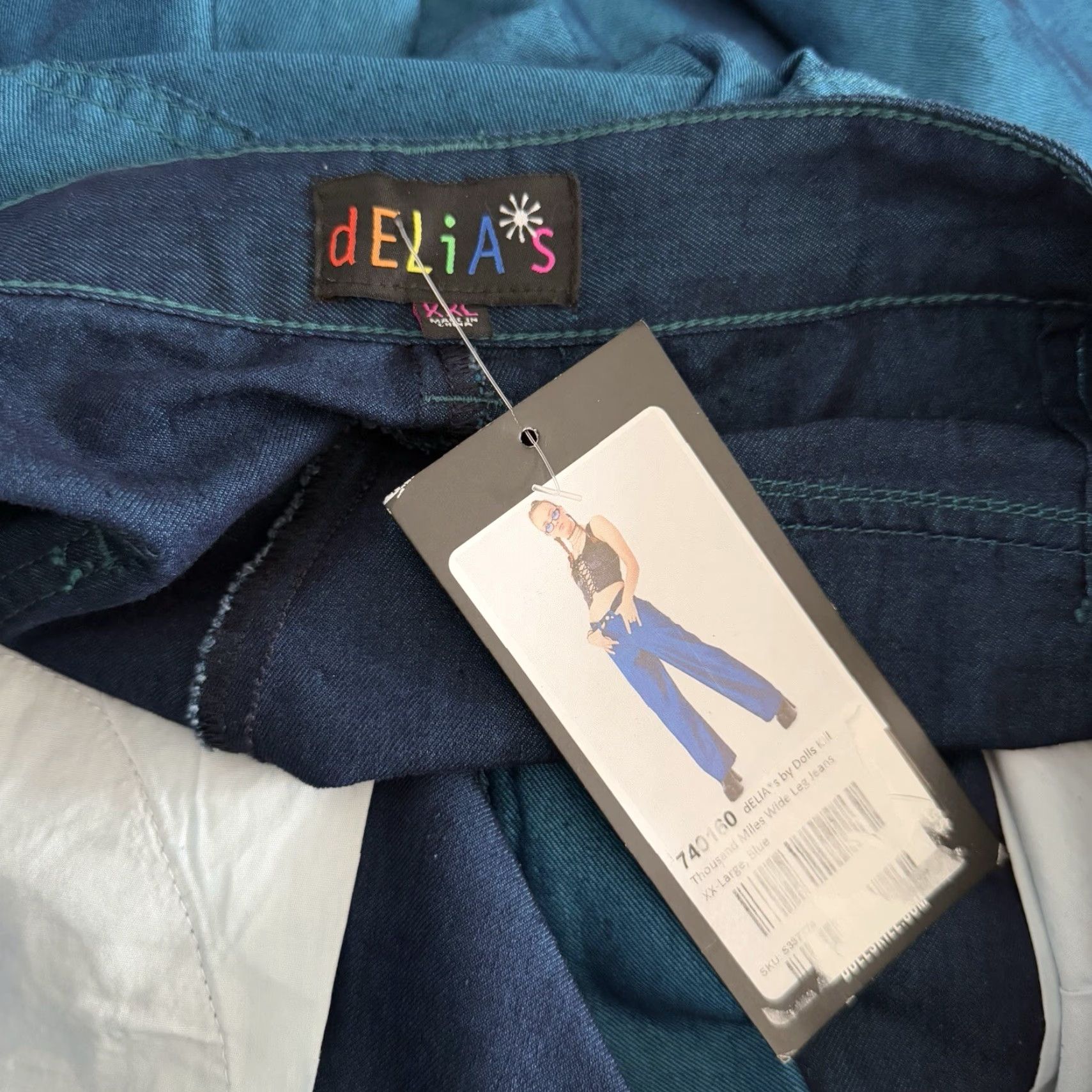 Dolls Kill Dolls Kill Delia’s Wide Leg Jeans Pants Unisex Adults 2XL Black Cotton Mall Goth 2000s Wide-Leg Size 40" / US 18 - 5 Thumbnail