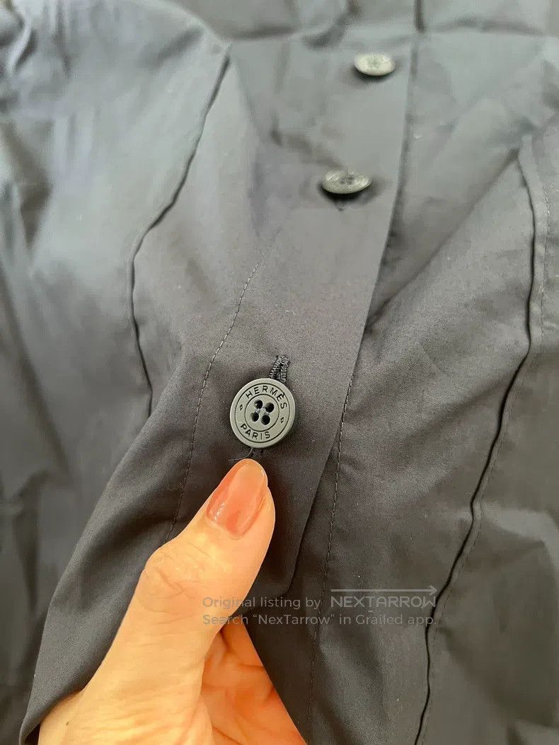 Hermes Hermes Dark blue long-sleeve shirt dress Size XXS / US 00 / IT 34 - 6 Thumbnail