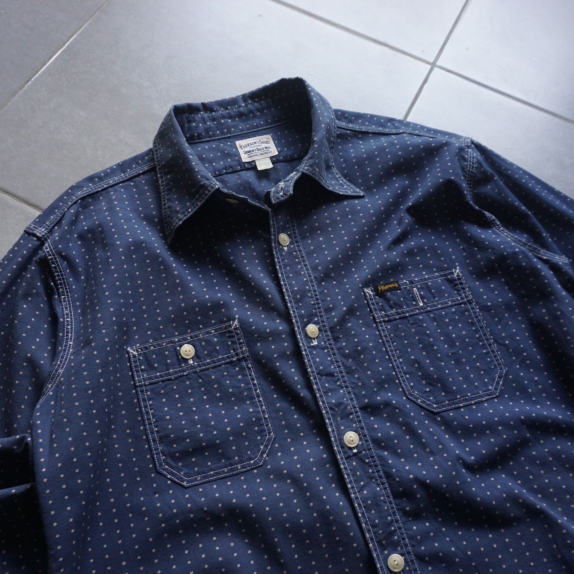 Japanese Brand × Pherrow's Pherrow indigo star work shirt Size US XL / EU 56 / 4 - 2 Thumbnail