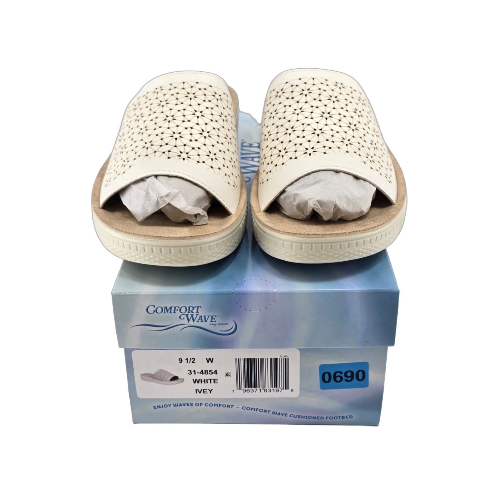 Vintage Easy Street Ivey Slide Sandal Women White 9.5W - Casual Comfort Slide Shoe Size US 10 / IT 40 - 1 Thumbnail