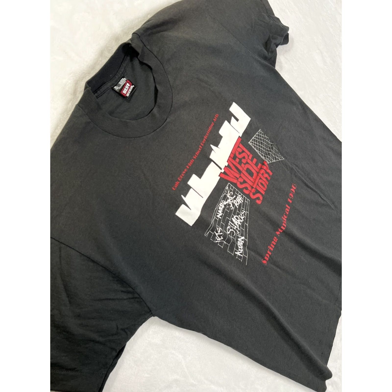 Fruit Of The Loom VINTAGE West Side Story Musical T-Shirt XL Black Men Short Sleeve 90s Theater 1996 Oak Grove High School Size US XL / EU 56 / 4 - 6 Thumbnail
