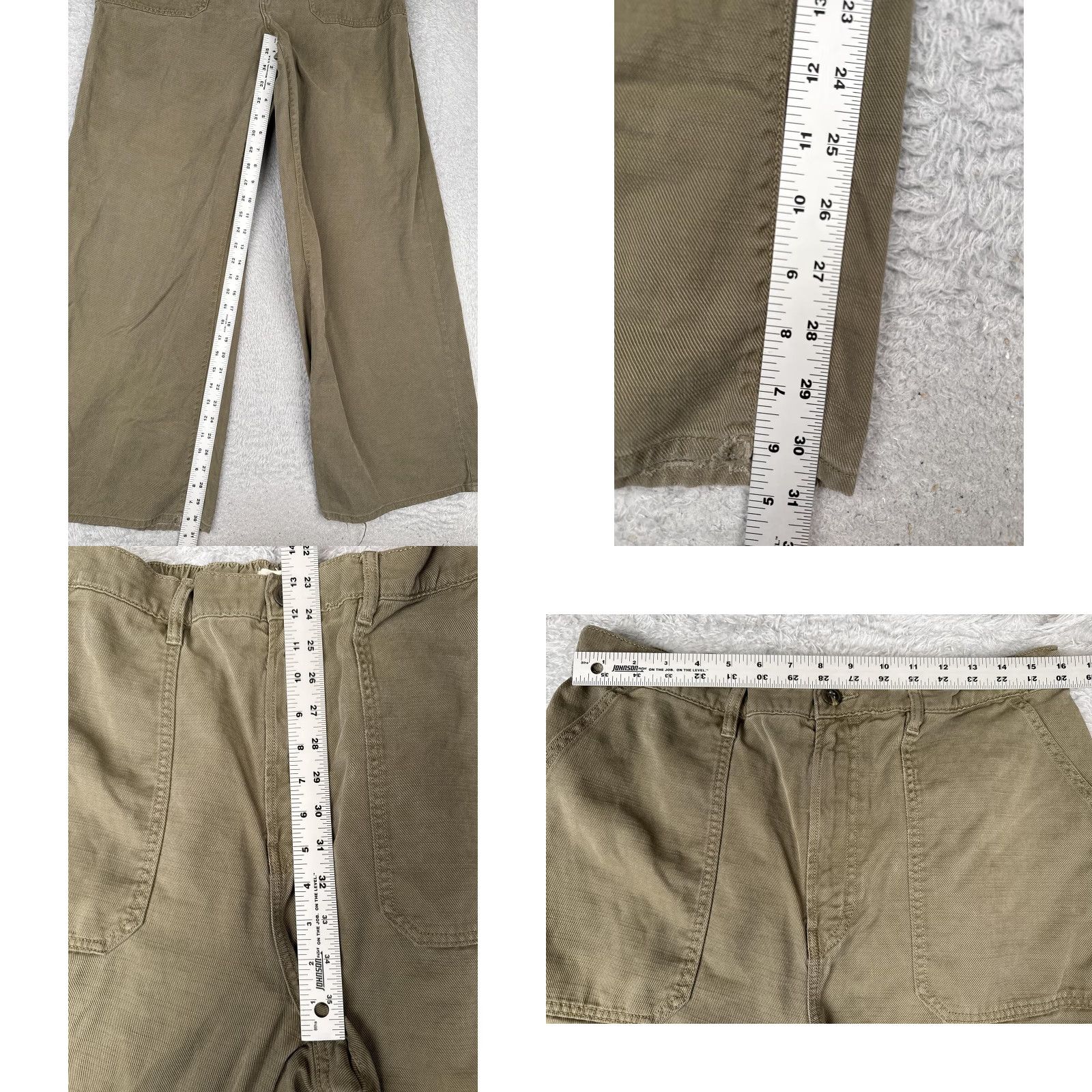 Olive a.n.a A New Approach Pants Womens 16 Olive Green Wide Leg Utility Tencel Blend Size 38" / US 16 / IT 52 - 8 Thumbnail