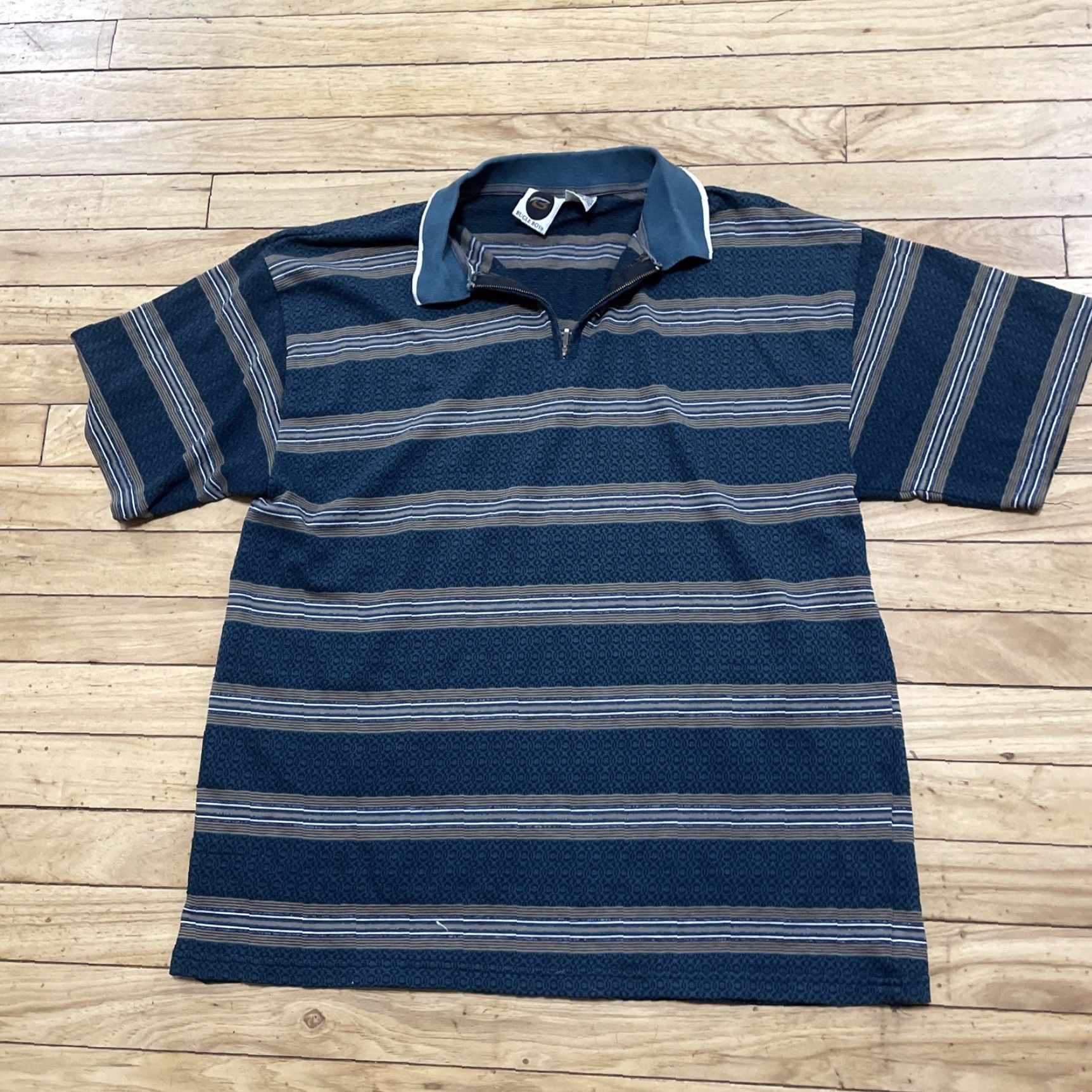 Bugle Boy VINTAGE Bugle Boy Geometric Zip Polo Shirt Men L Green 90s Western Art Deco Button-Up Collared Shirt Adults Mens Size US L / EU 52-54 / 3 - 3 Thumbnail