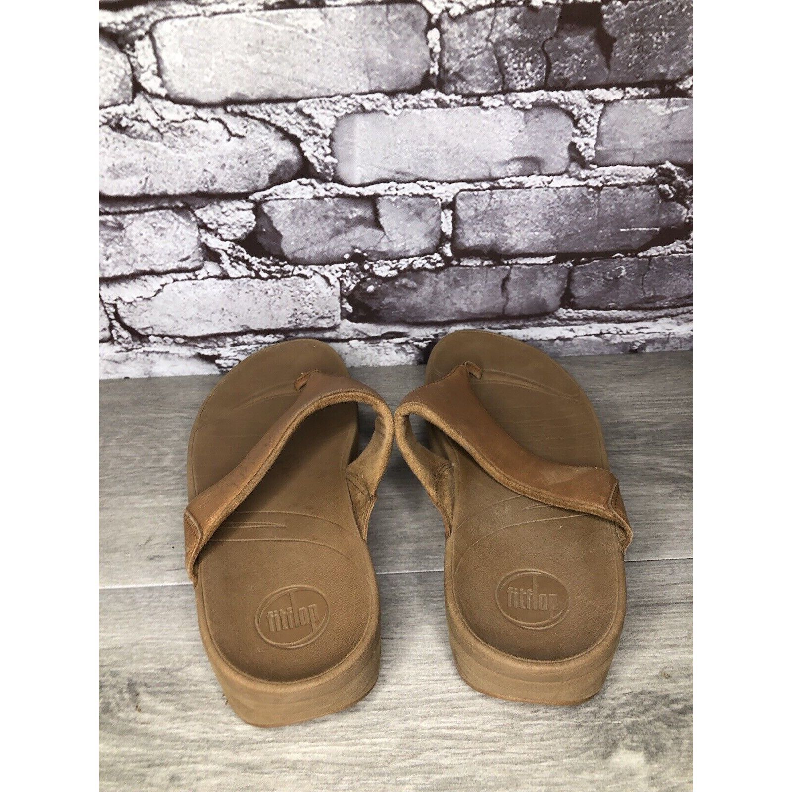 Other Fitflop Camel Tan Leather Flip Flop Wobble Board Sandals Wom Size US 10 / IT 40 - 3 Thumbnail