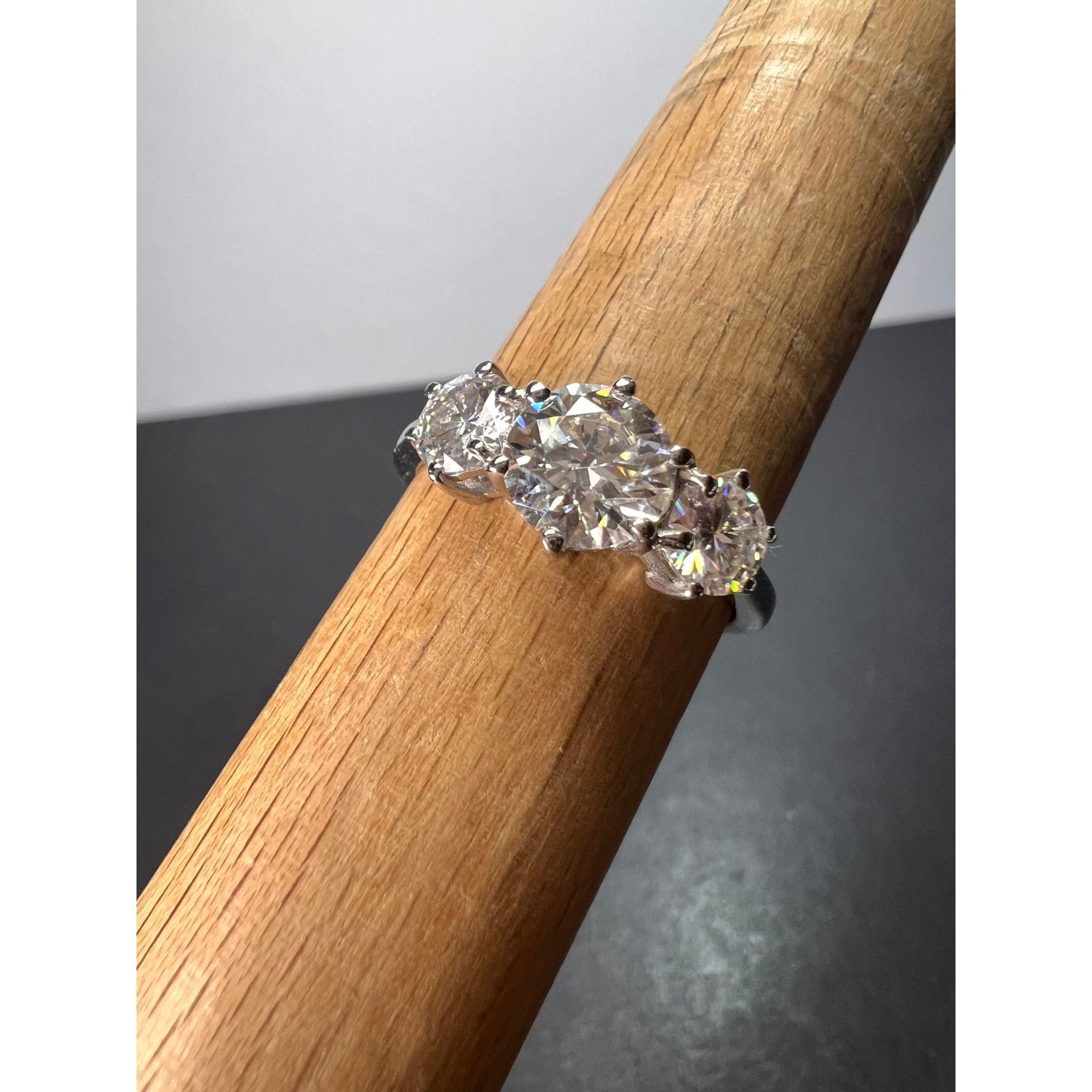 Other NEW Moissanite trilogy ring in platinum over 925 size 9 Size ONE SIZE - 9 Thumbnail