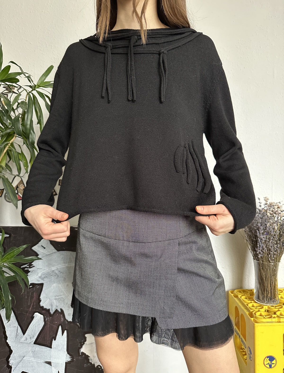 Designer Unique Designer Wool Blend Fringe Knit Crop Pullover Size L / US 10 / IT 46 - 6 Thumbnail