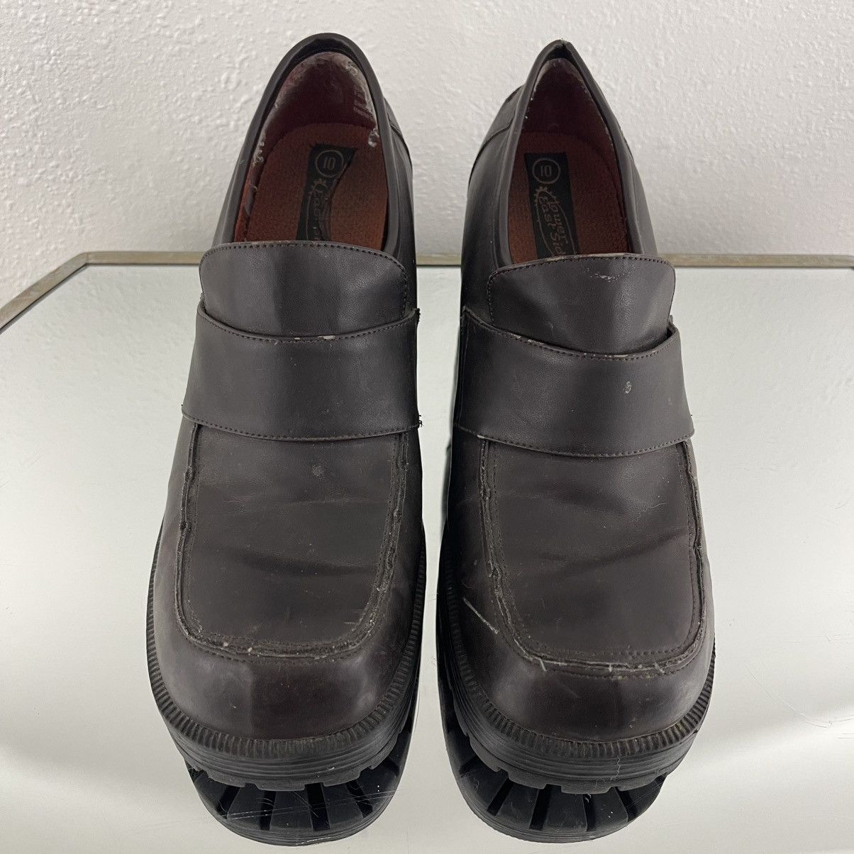 Vintage LOWER EAST SIDE Vintage Brown Faux Leather Platform Loafers Size US 10 / IT 40 - 7 Thumbnail