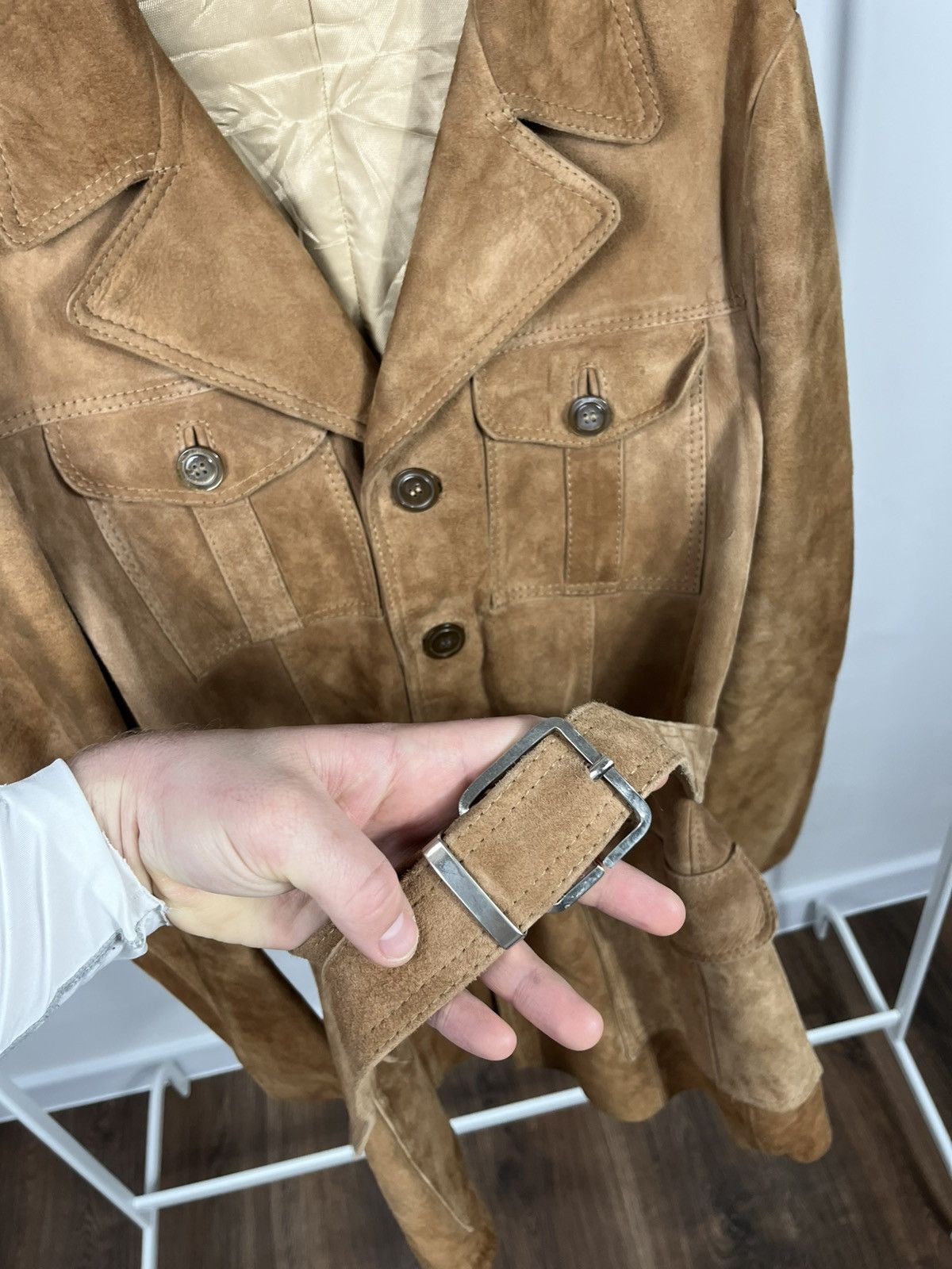 Leather Vintage Suede Leather Jacket Men’s Brown Belted Size US M / EU 48-50 / 2 - 7 Thumbnail