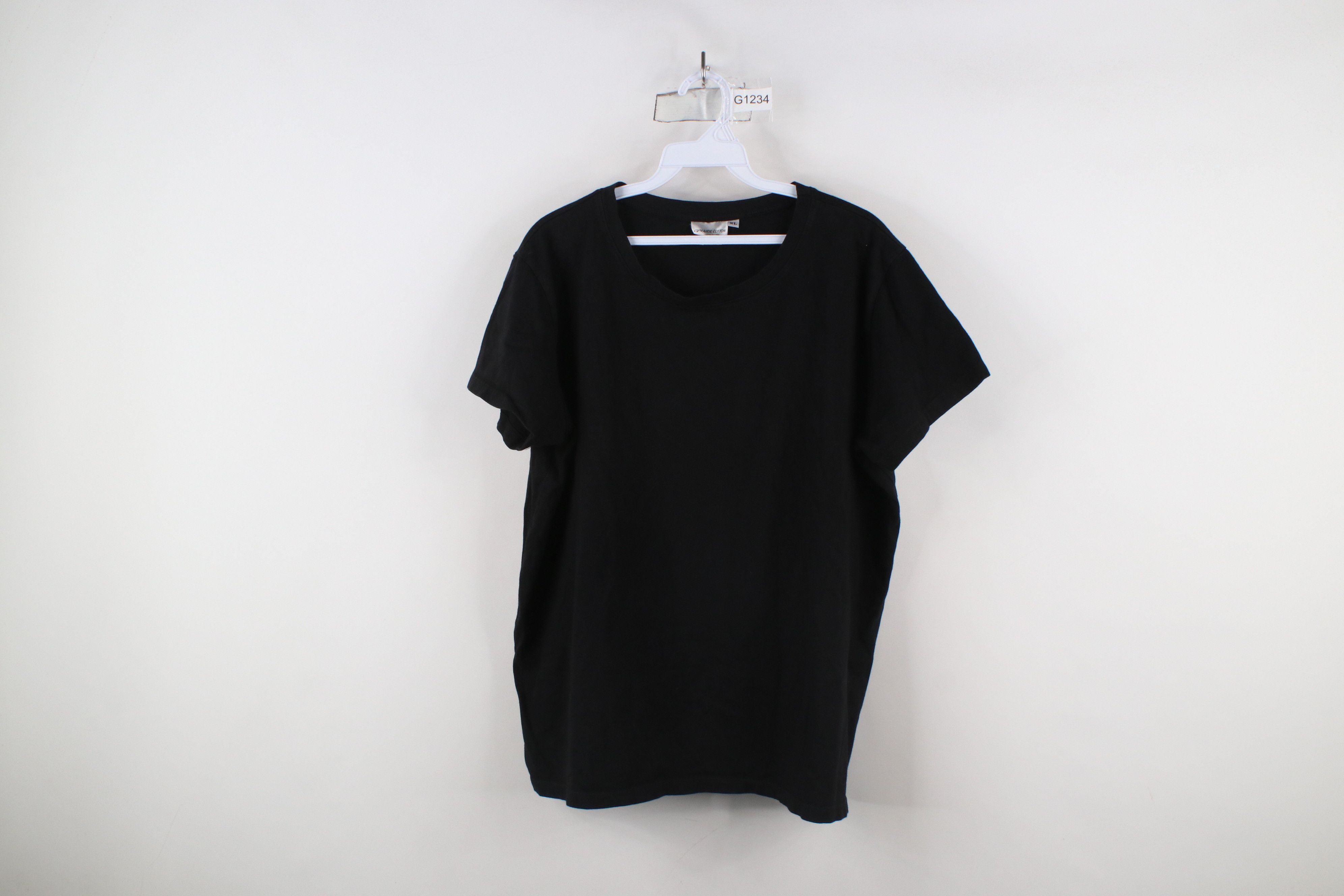 Vintage Vintage 90s Streetwear Blank Cotton Knit T-Shirt Black USA Size XL / US 12-14 / IT 48-50 - 1 Thumbnail