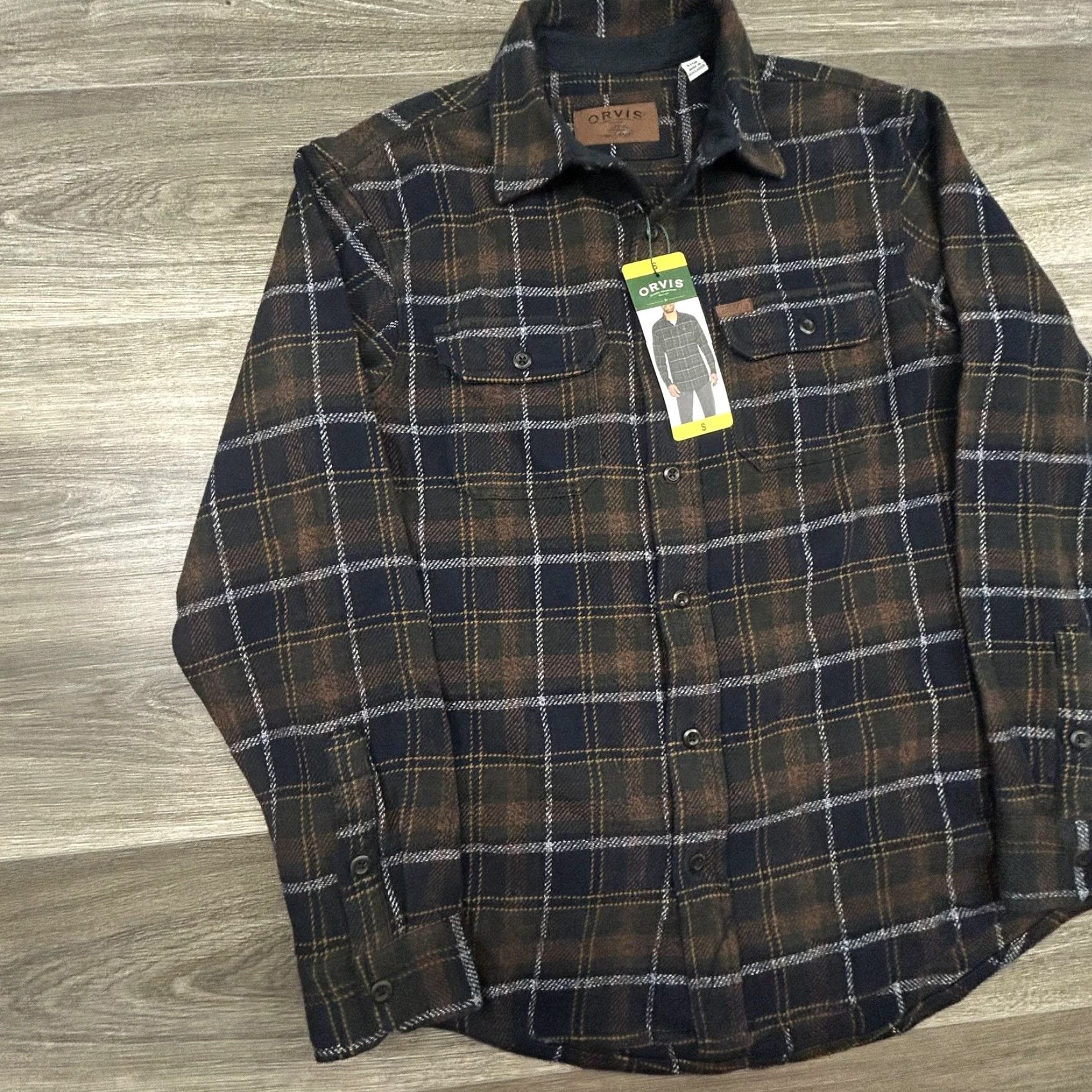 Orvis Orvis Flannel Shirt Mens S Blue Plaid Button Up Pockets Heavyweight Cotton Polyester Adjustable Cuffs Lined XP Winter Outdoor Mens Size US S / EU 44-46 / 1 - 3 Thumbnail