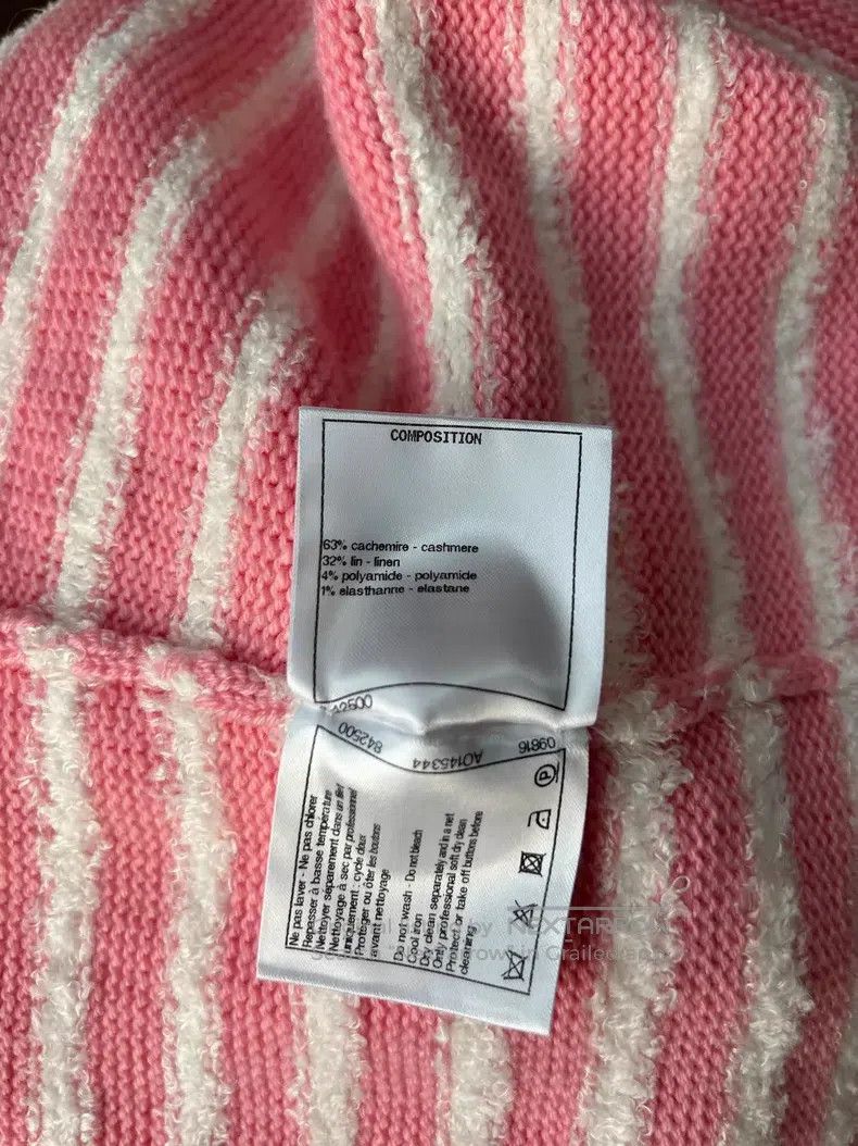 Chanel Chanel 20S pink and white striped two-pocket cashmere knit Size XS / US 0-2 / IT 36-38 - 6 Thumbnail