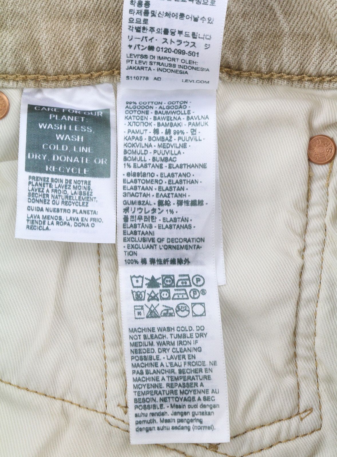 Levi's 502 W28/L32 Beige Big E Taper Zip Jeans 87078 Size US 28 / EU 44 - 9 Thumbnail